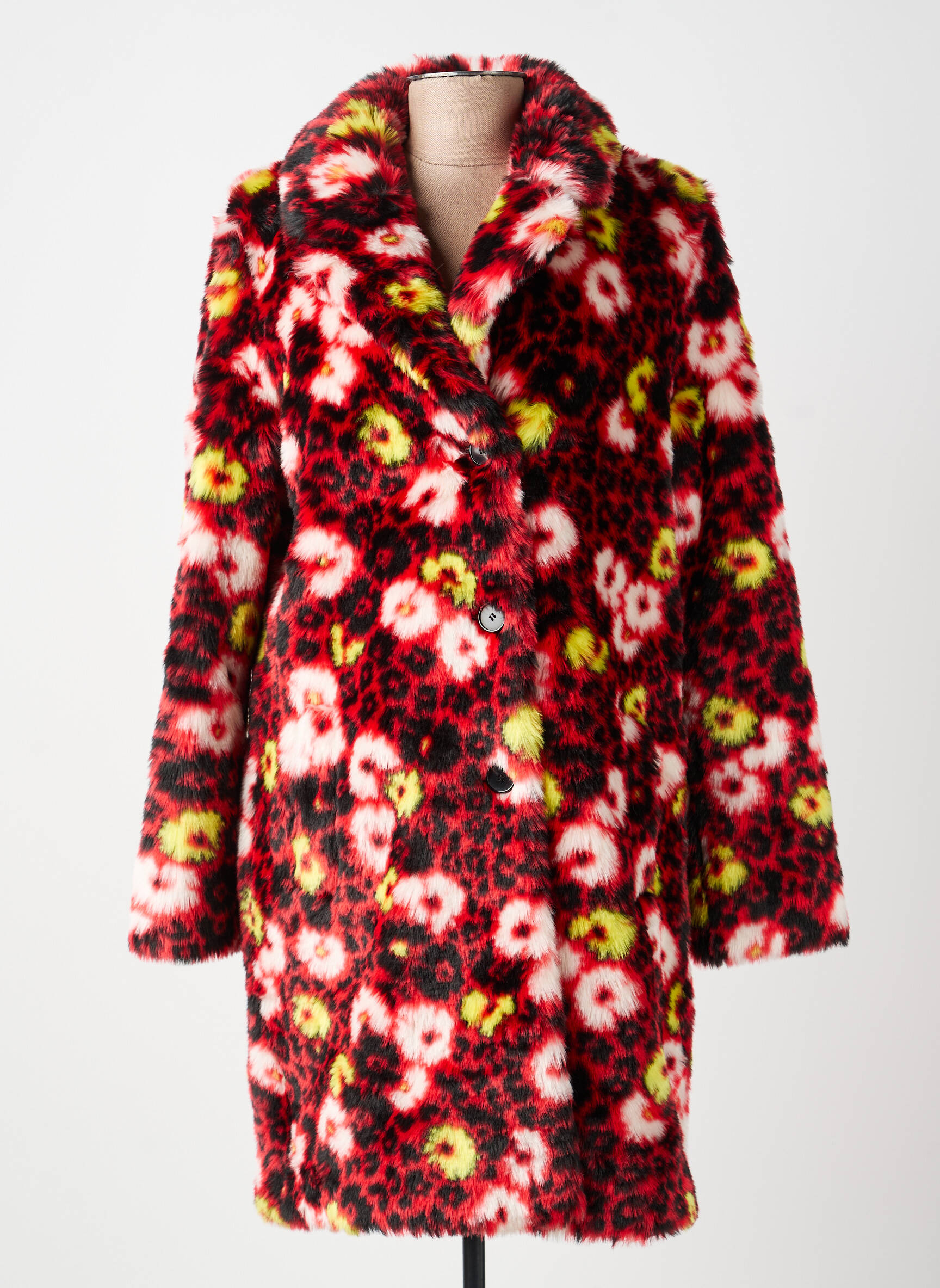 Manteau long coupe droite sans capuche rouge THE KOOPLES femme