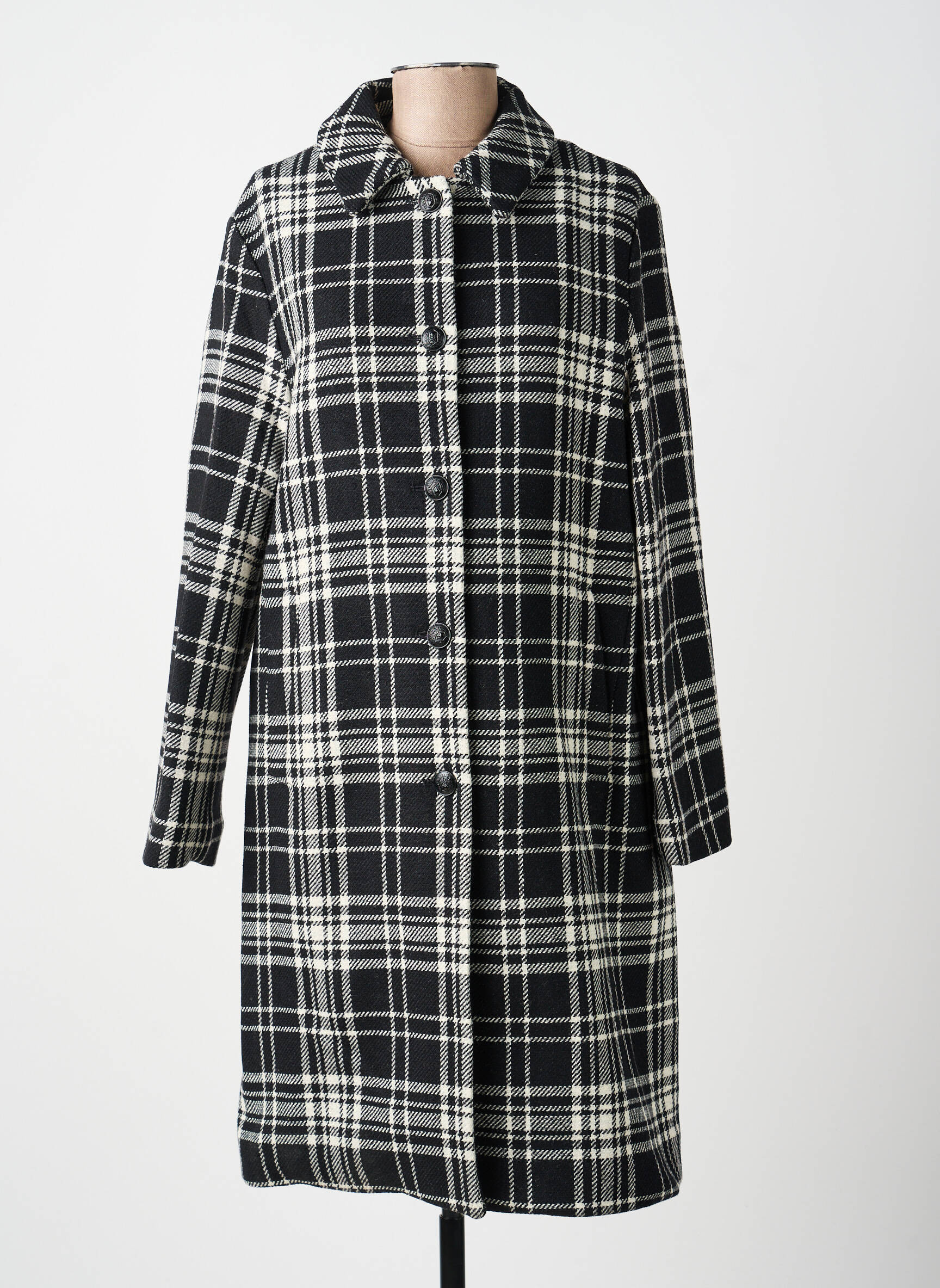 Manteau long coupe droite sans capuche noir THE KOOPLES femme