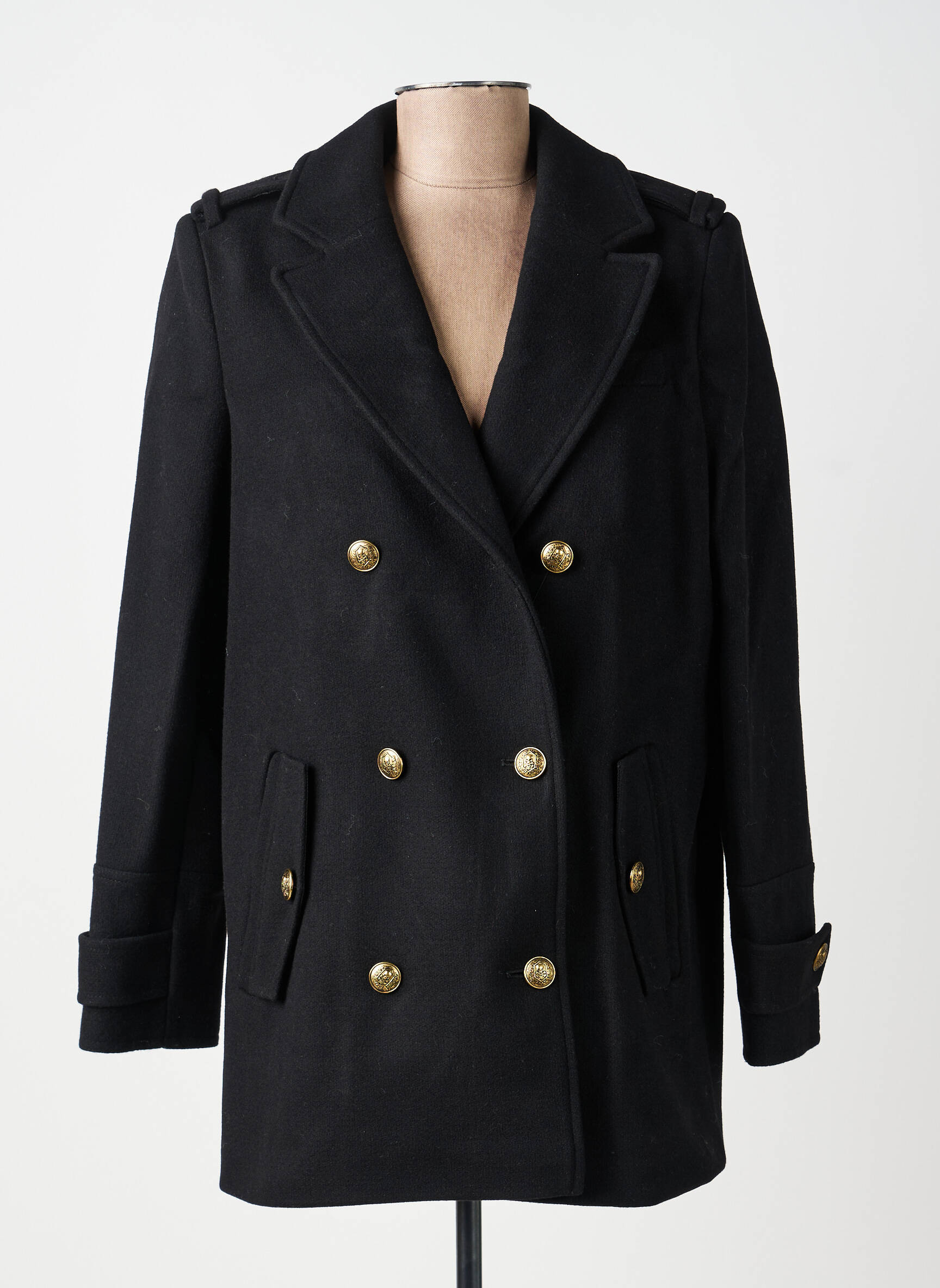Manteau court coupe droite sans capuche noir THE KOOPLES femme