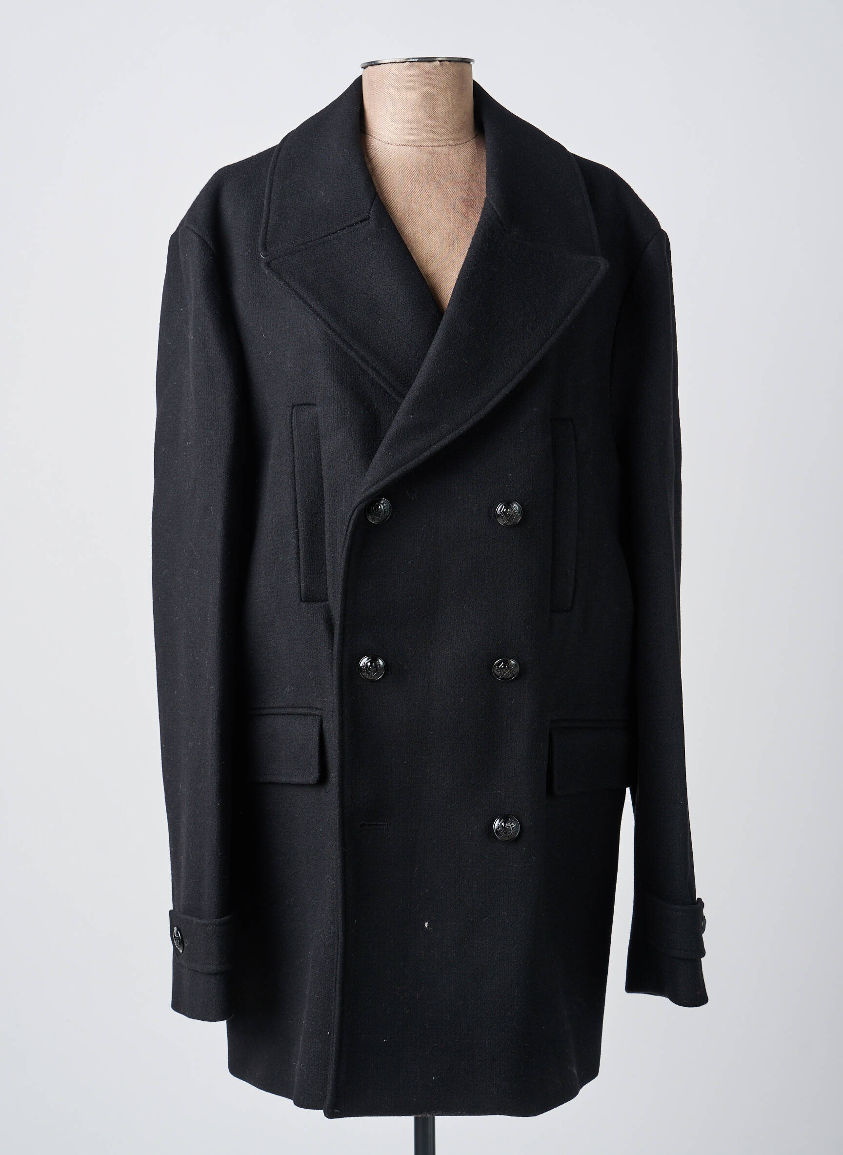 Manteau long coupe droite sans capuche noir THE KOOPLES femme