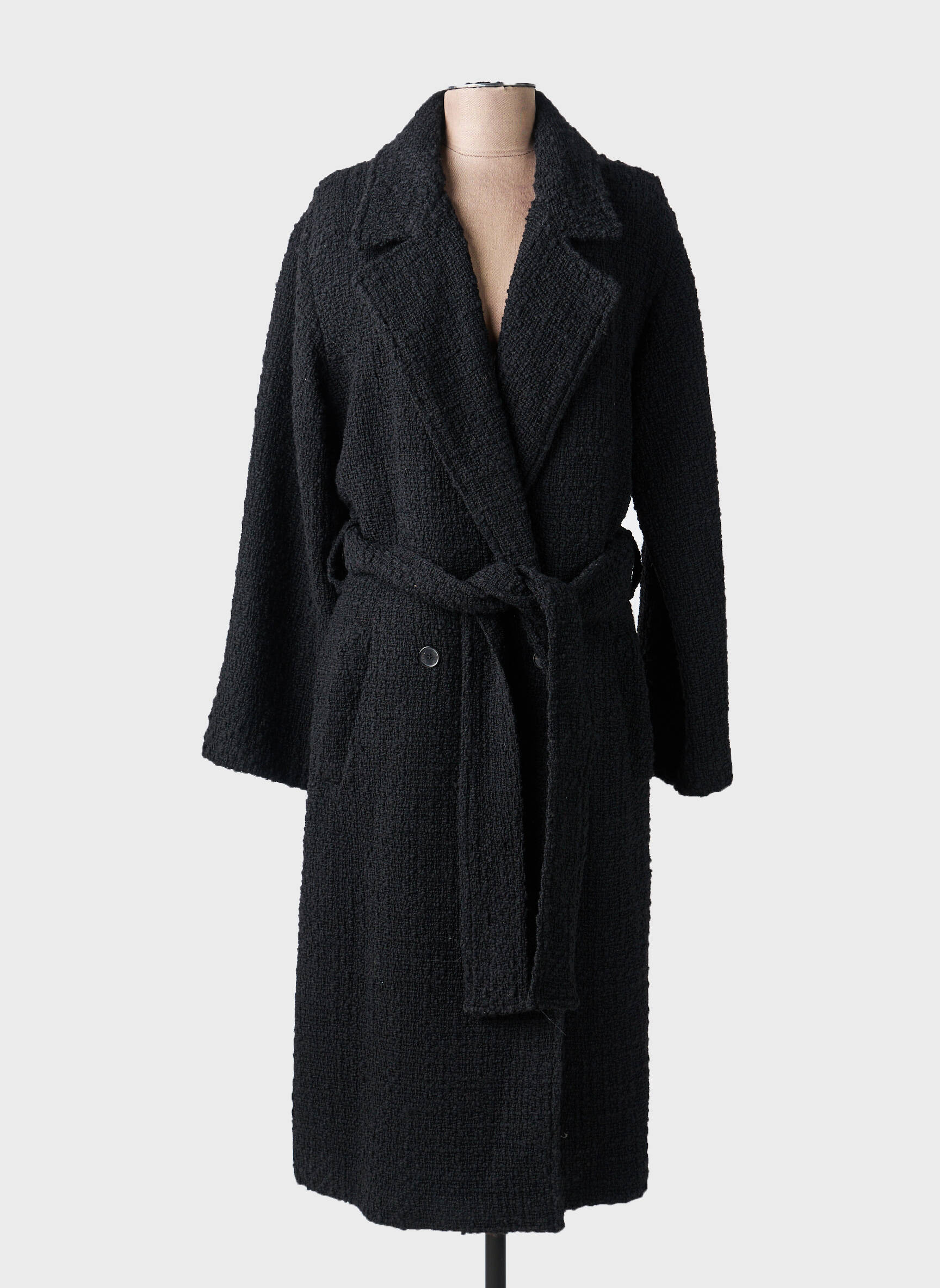 Manteau long coupe cintrée sans capuche noir THE KOOPLES femme