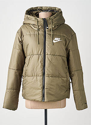 Doudoune manches longues a capuche vert NIKE femme