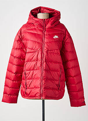 Doudoune manches longues a capuche rouge NIKE femme