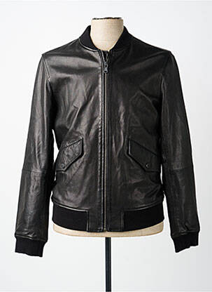 Veste en cuir poches noir IKKS homme
