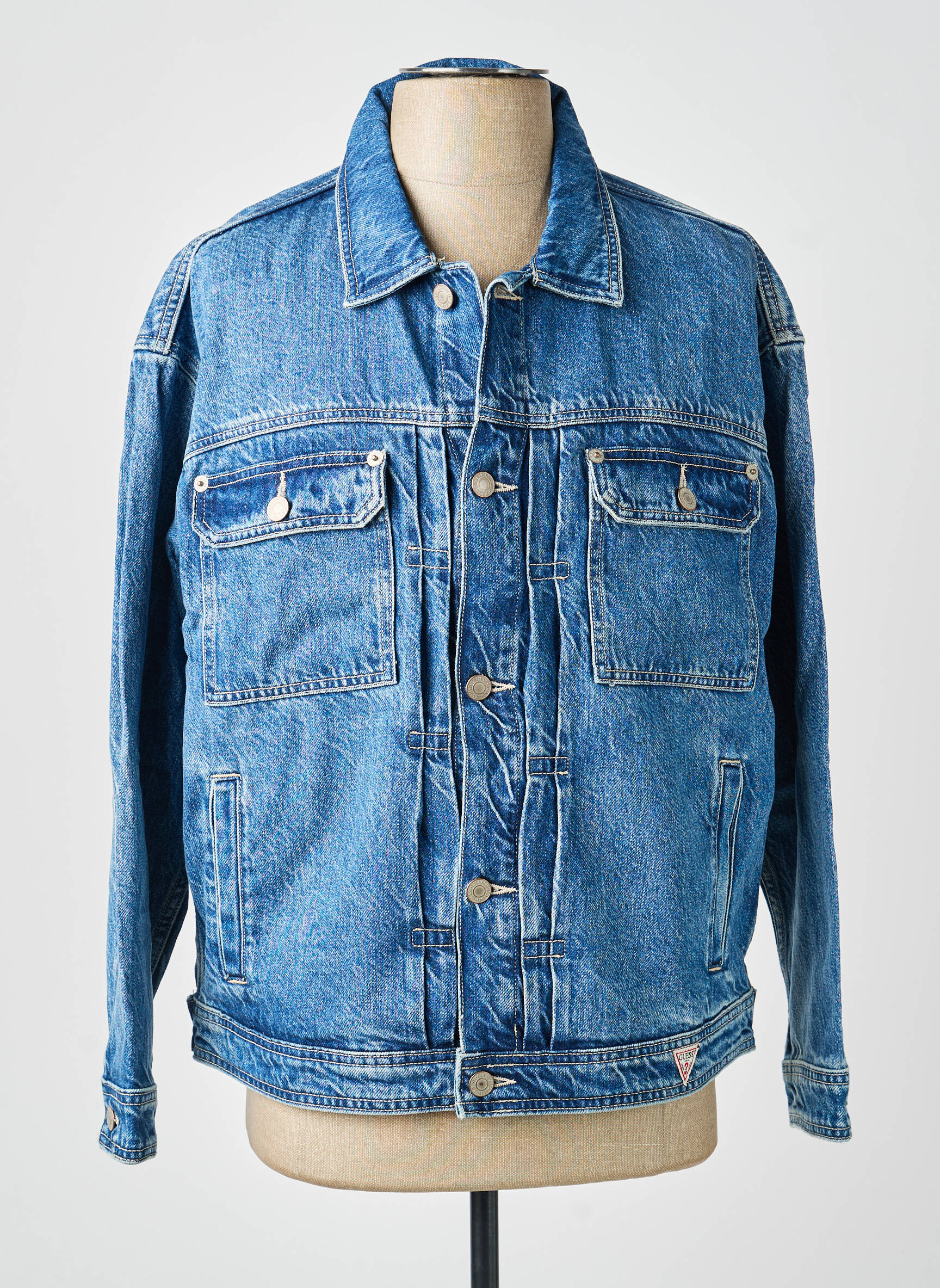 Veste casual fermeture boutonnée sur le devant bleu GUESS homme