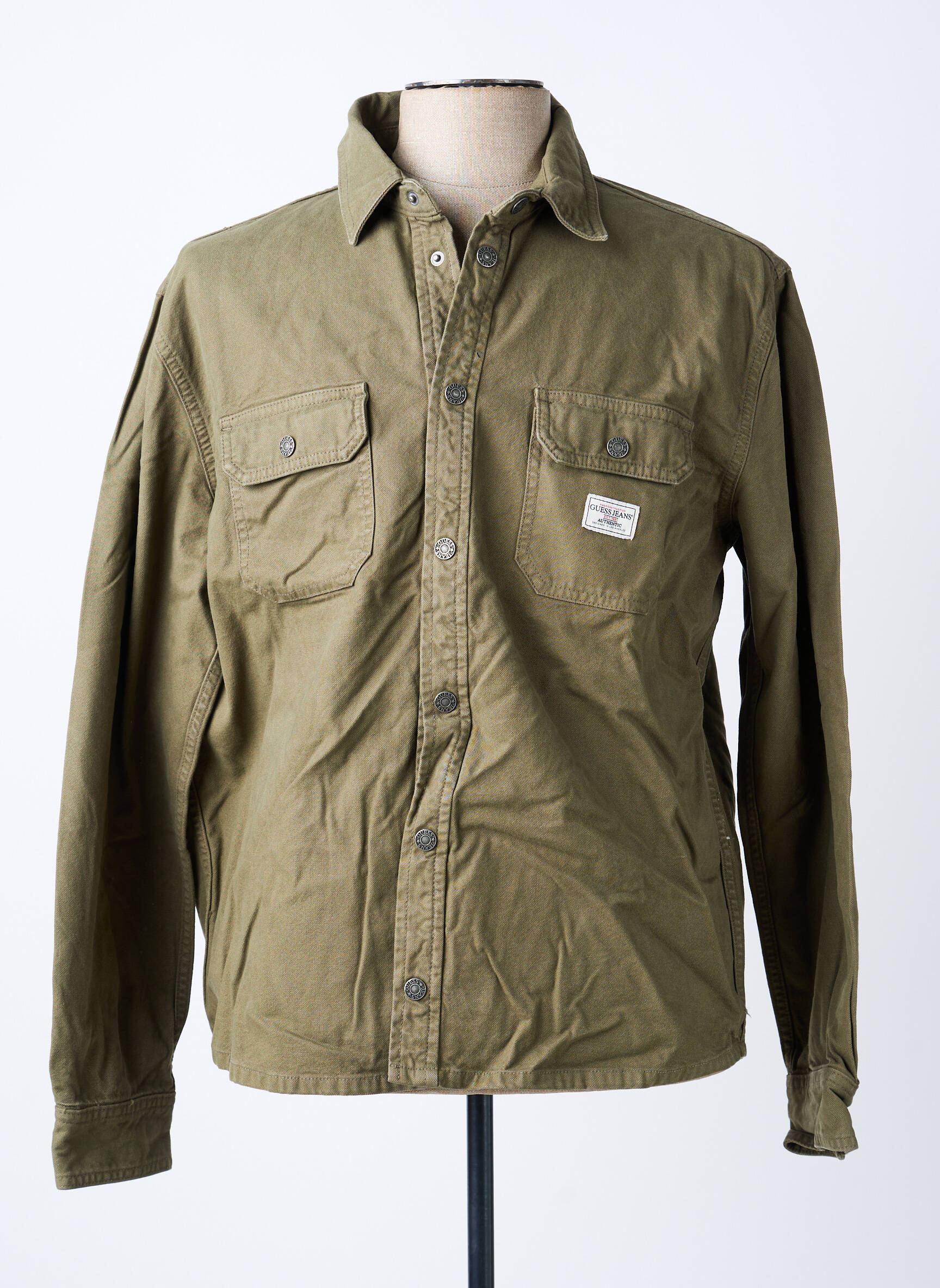 Veste casual fermeture boutonnée sur le devant vert GUESS homme