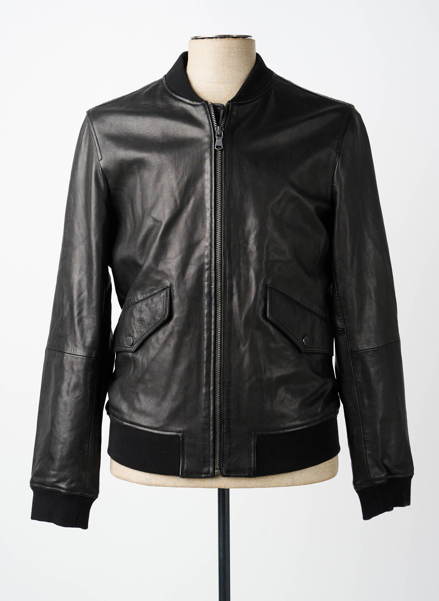 Veste en cuir poches noir IKKS homme