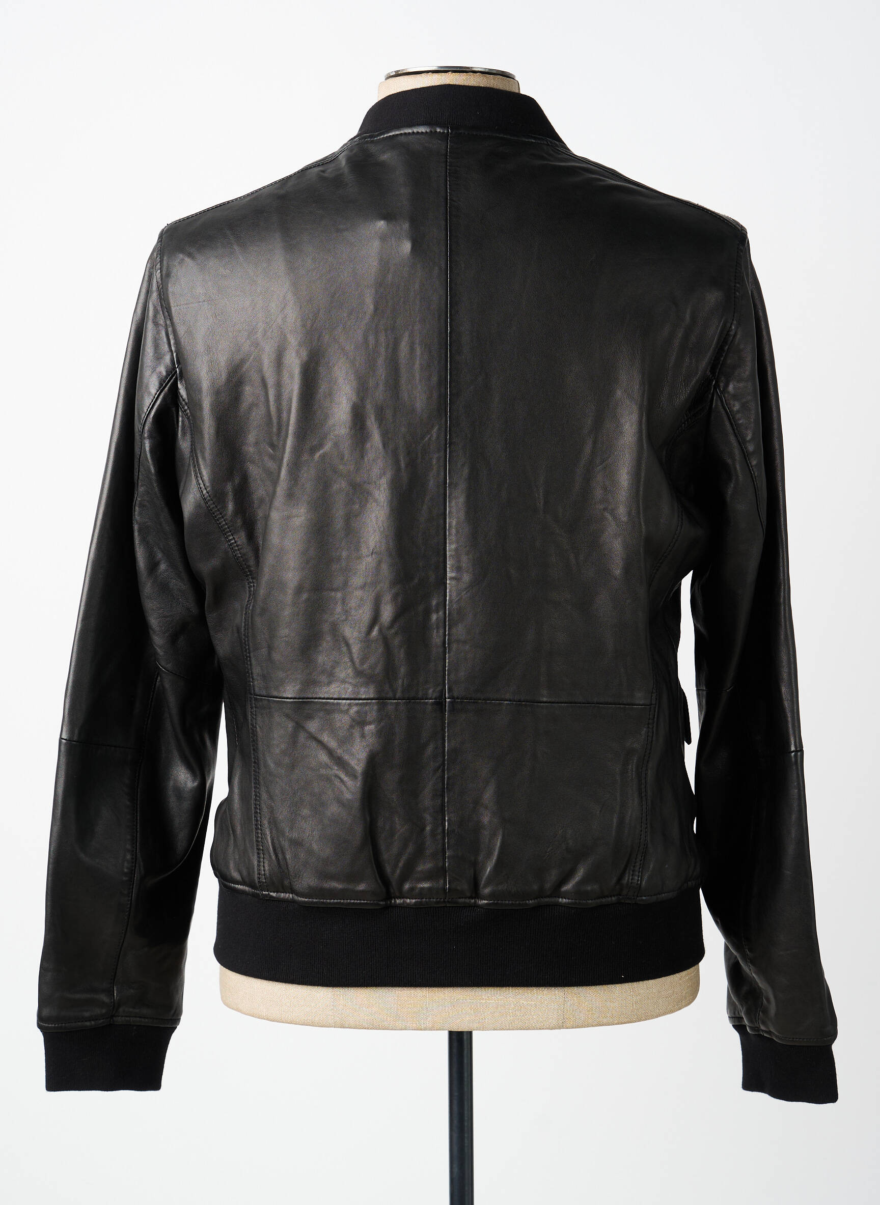 Veste en cuir poches noir IKKS homme