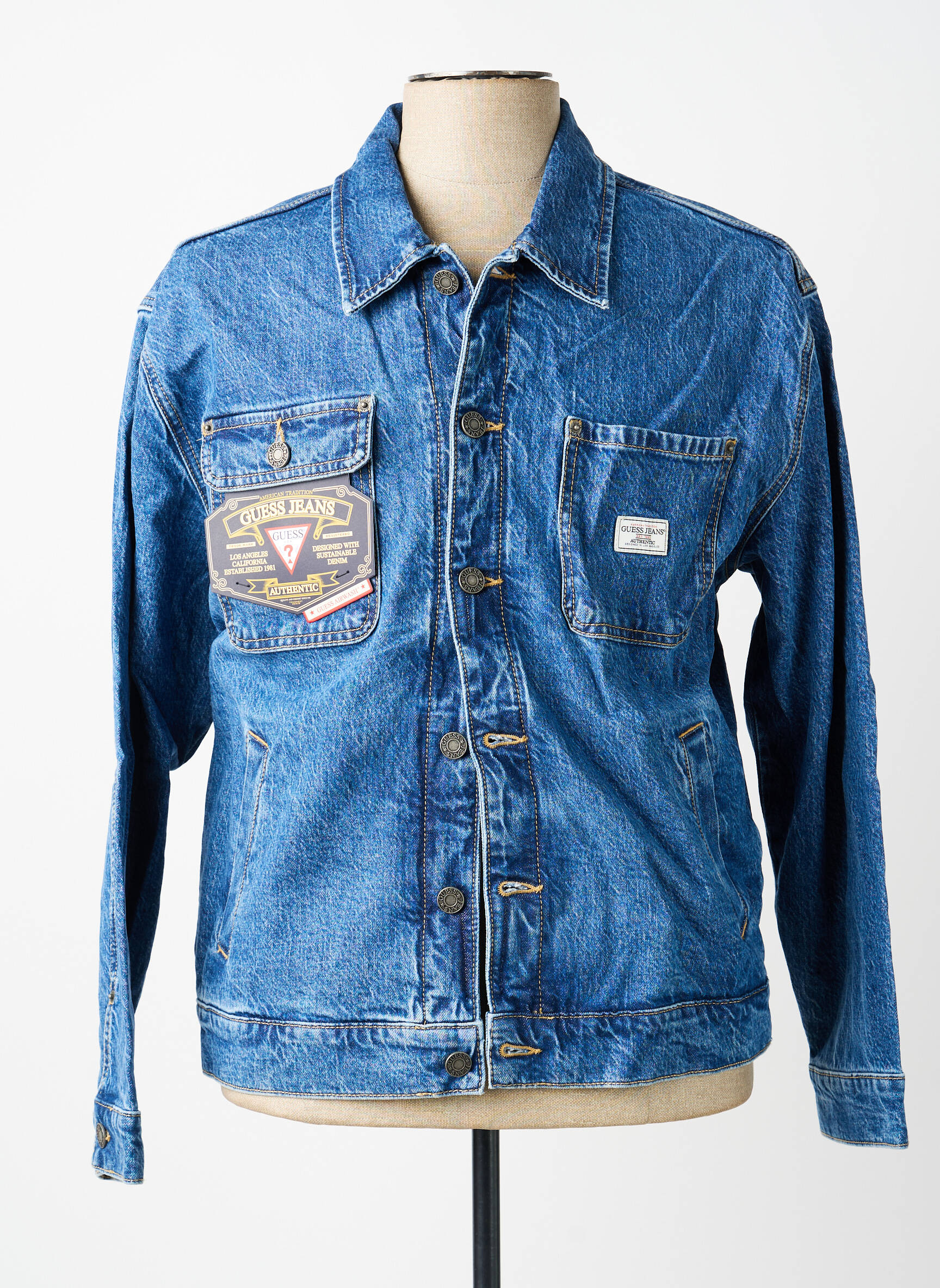 Veste casual fermeture boutonnée sur le devant bleu GUESS homme