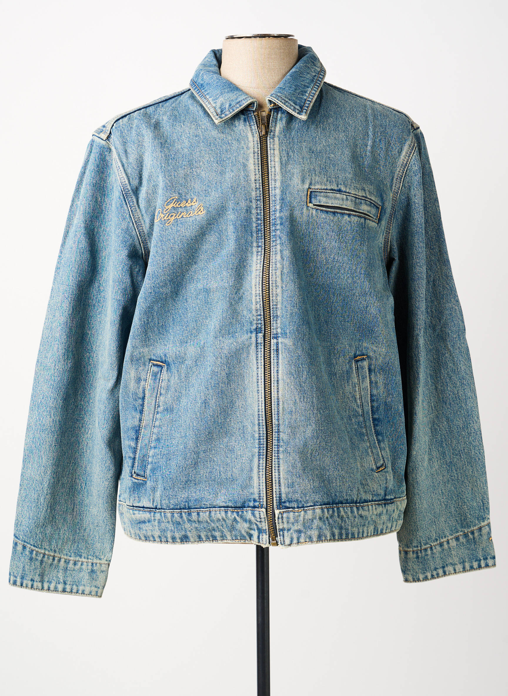 Veste casual coupe droite bleu GUESS homme