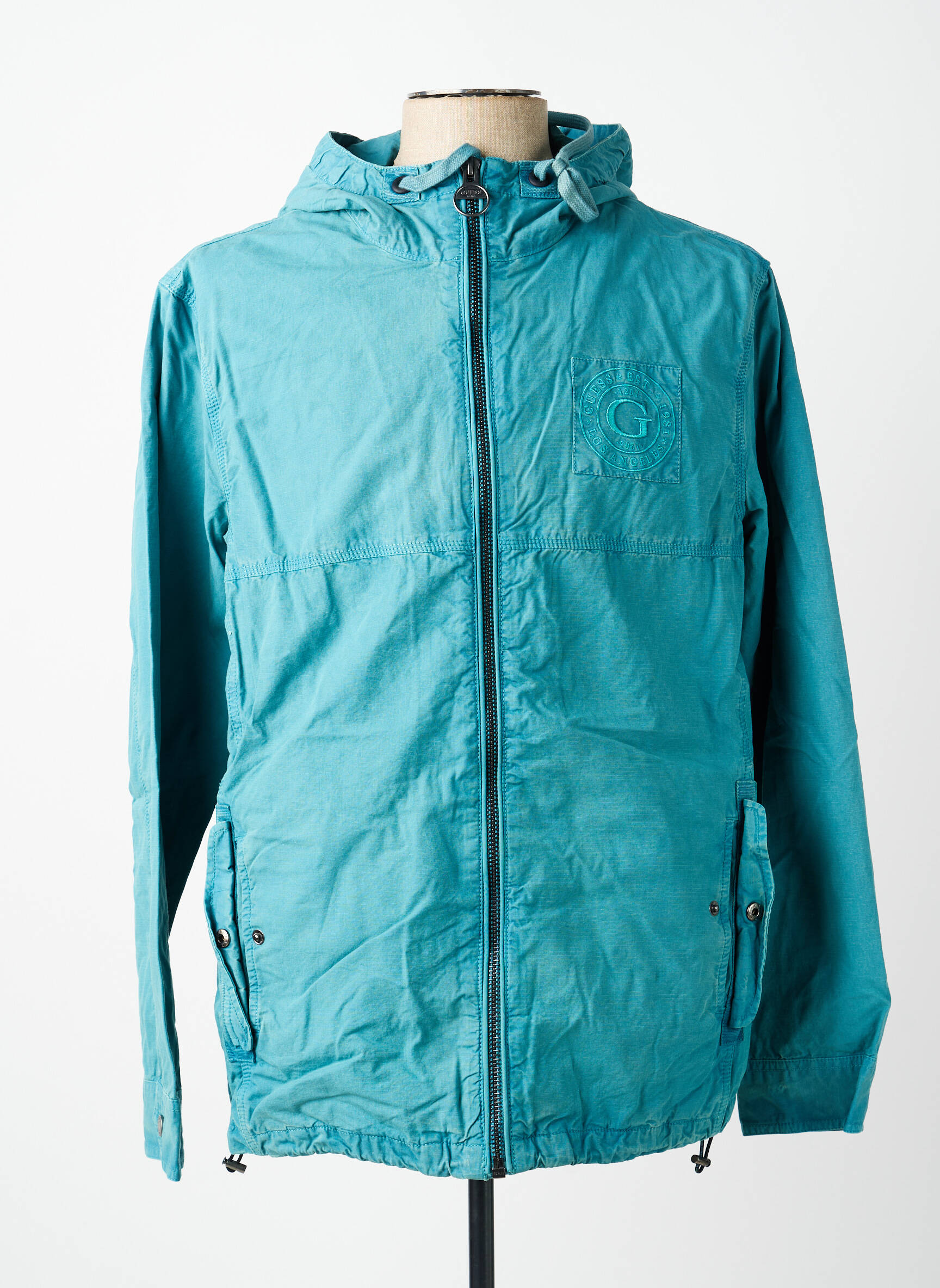 Veste casual coupe droite bleu GUESS homme