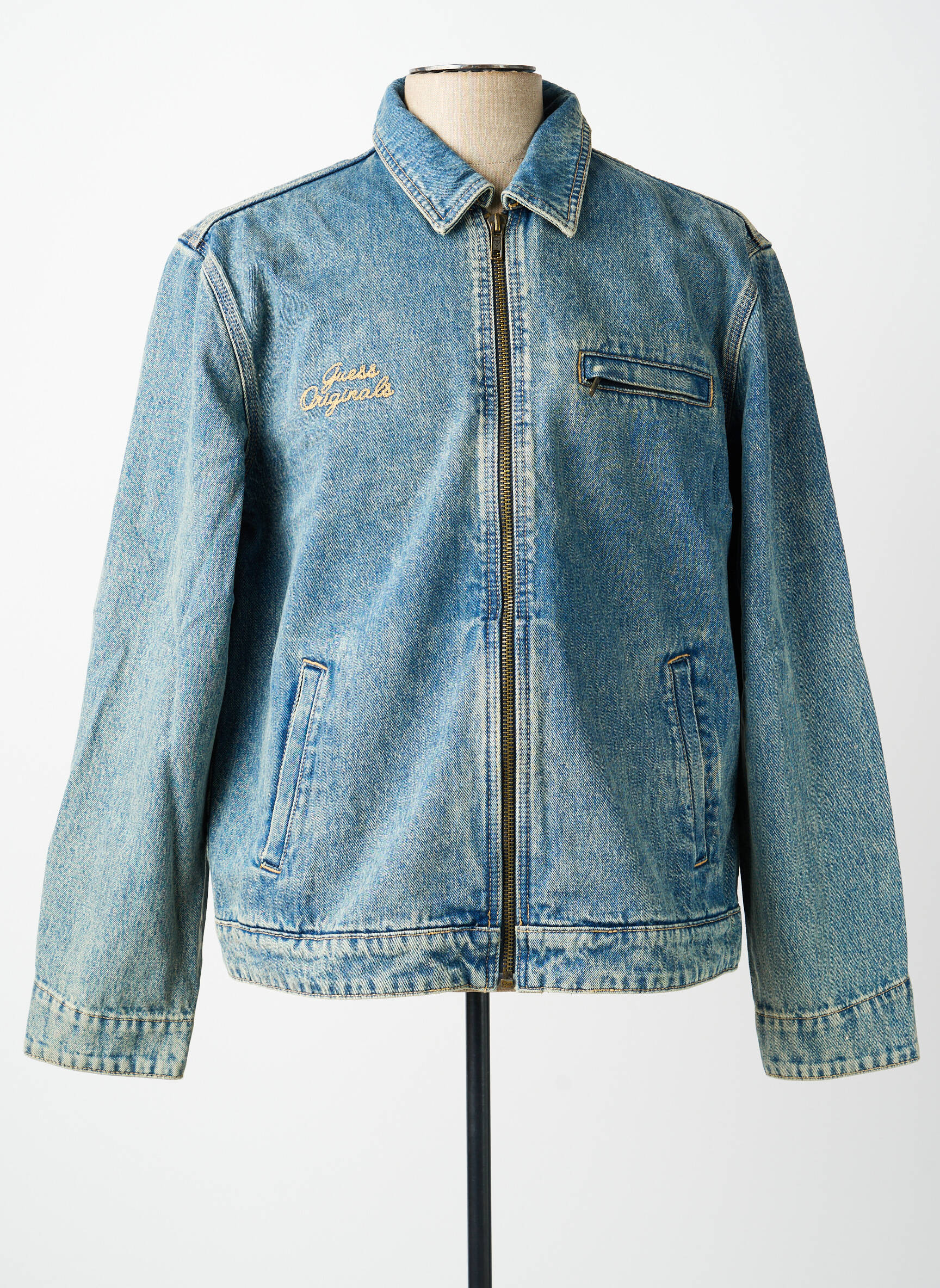 Veste casual coupe droite bleu GUESS homme