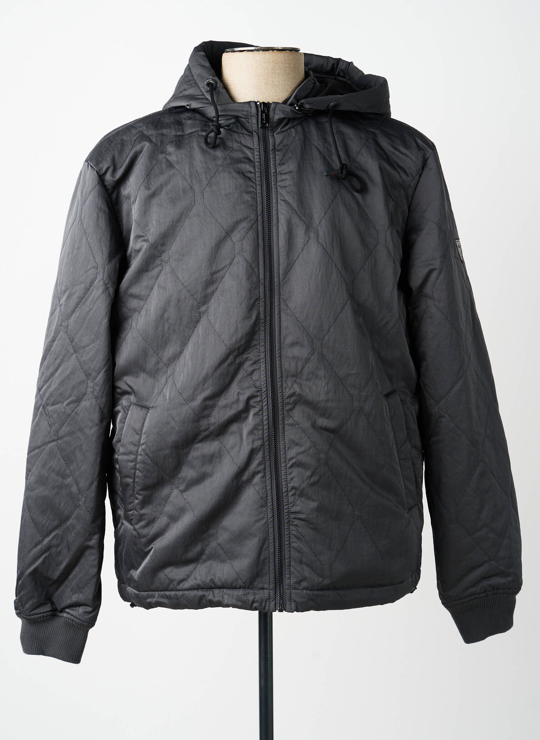 Doudoune manches longues a capuche noir GUESS homme
