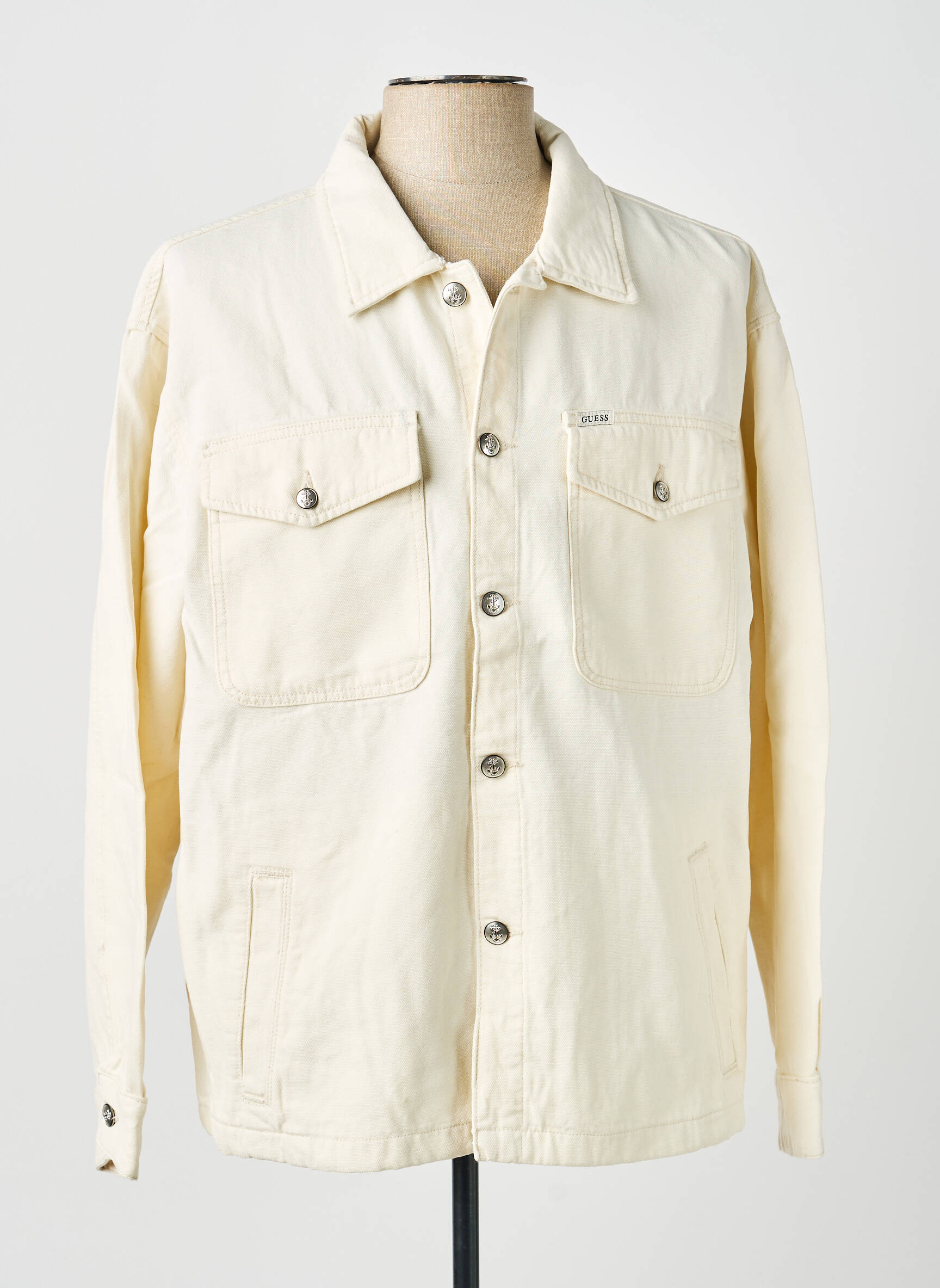 Chemise manches longues poches beige GUESS homme