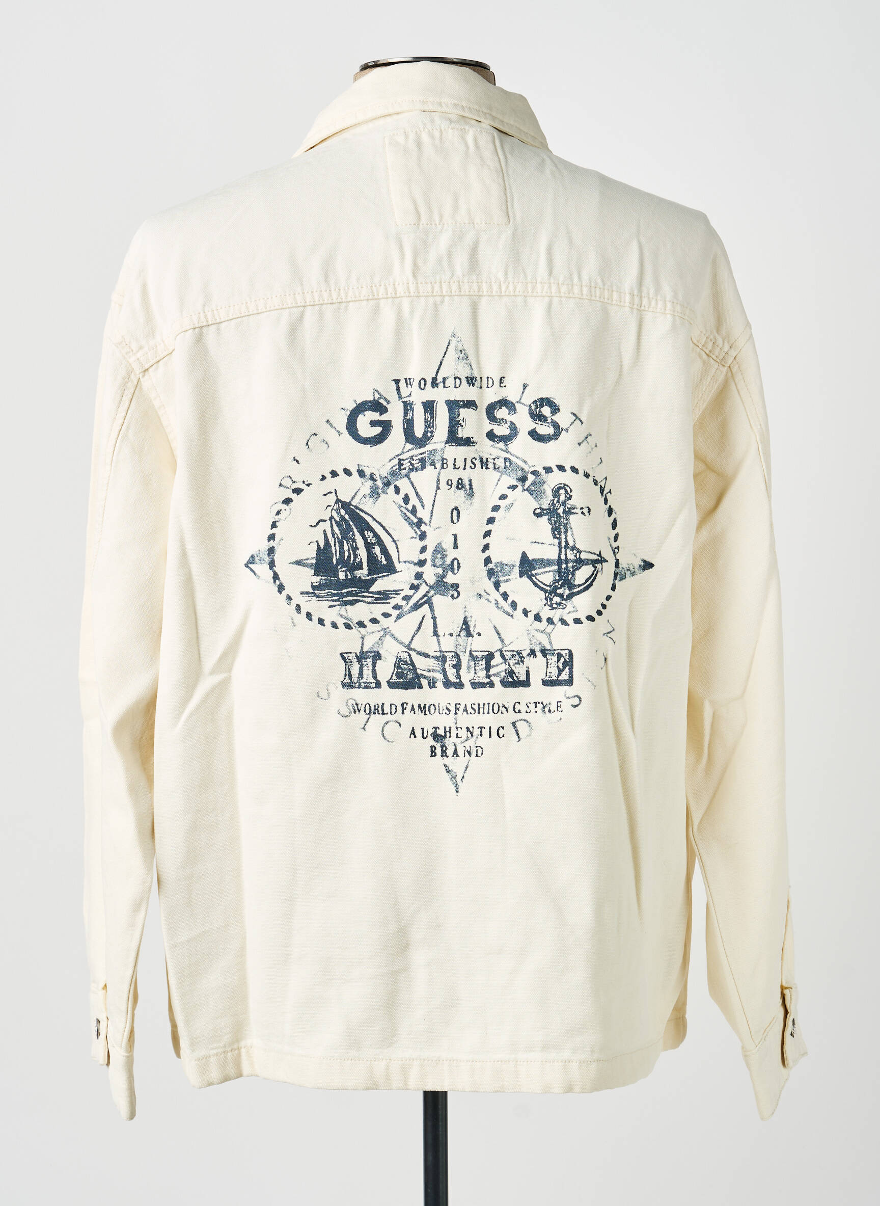 Chemise manches longues poches beige GUESS homme