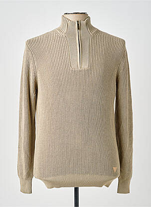 Pull stretch manches longues beige GUESS homme