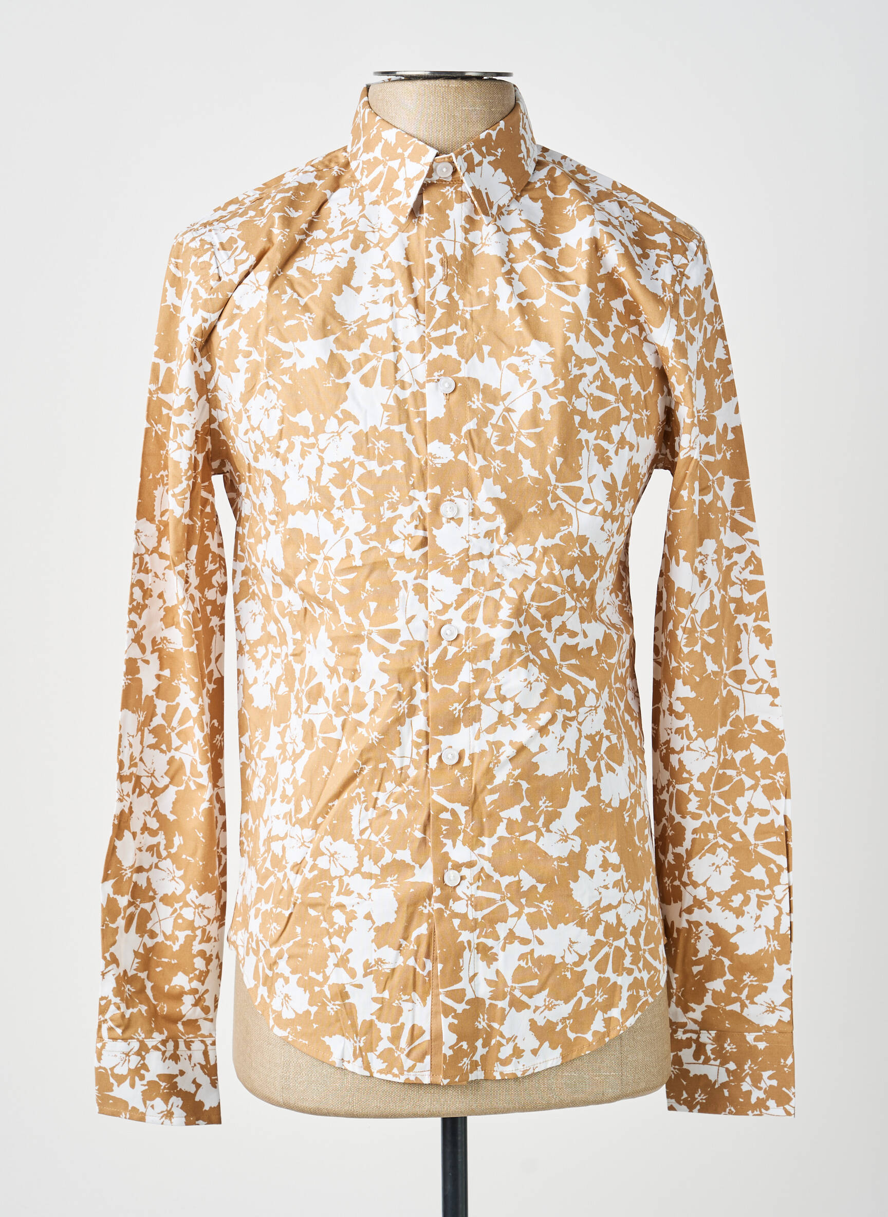 Chemise manches longues tissage popeline beige GUESS homme