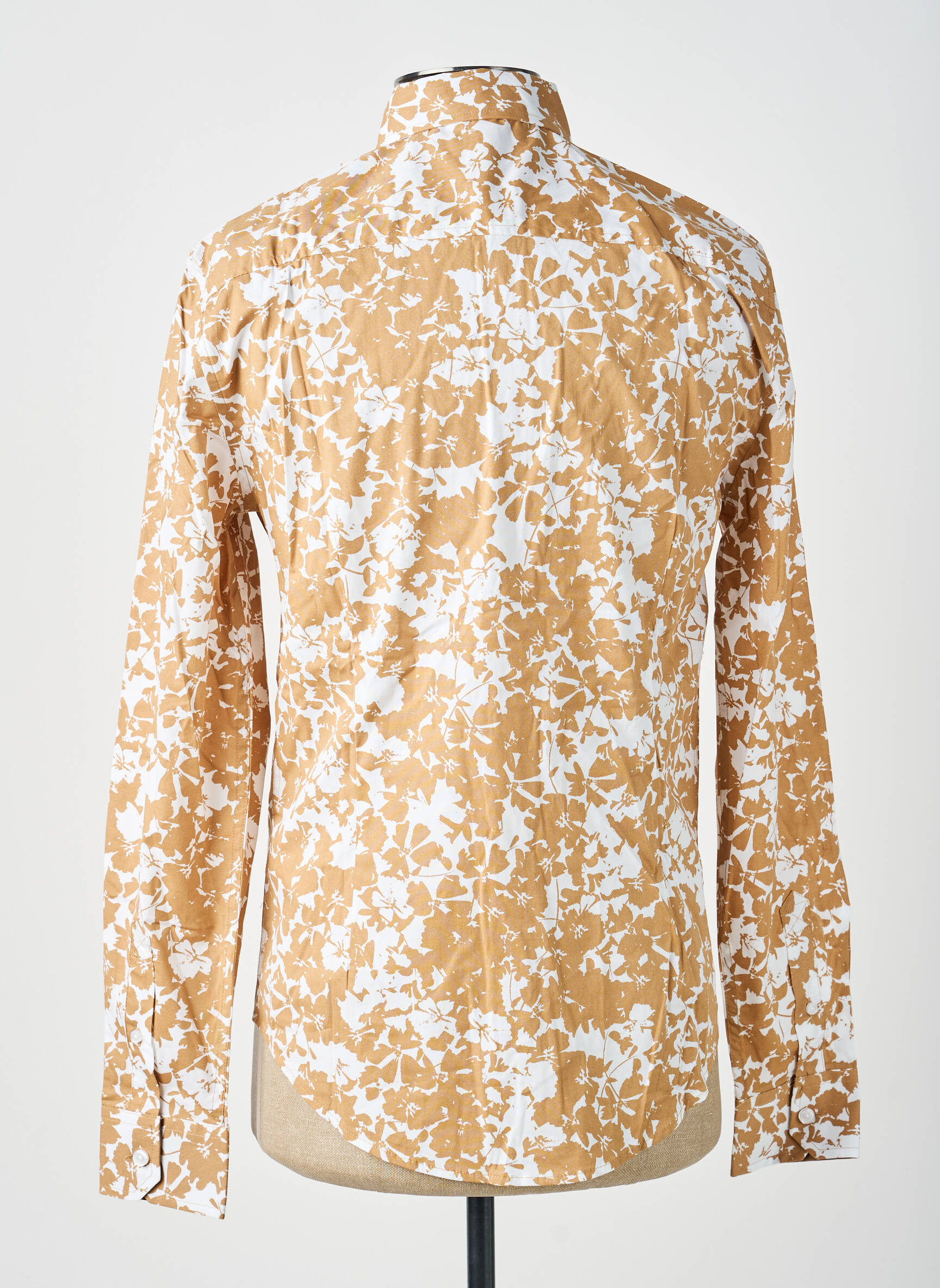 Chemise manches longues tissage popeline beige GUESS homme