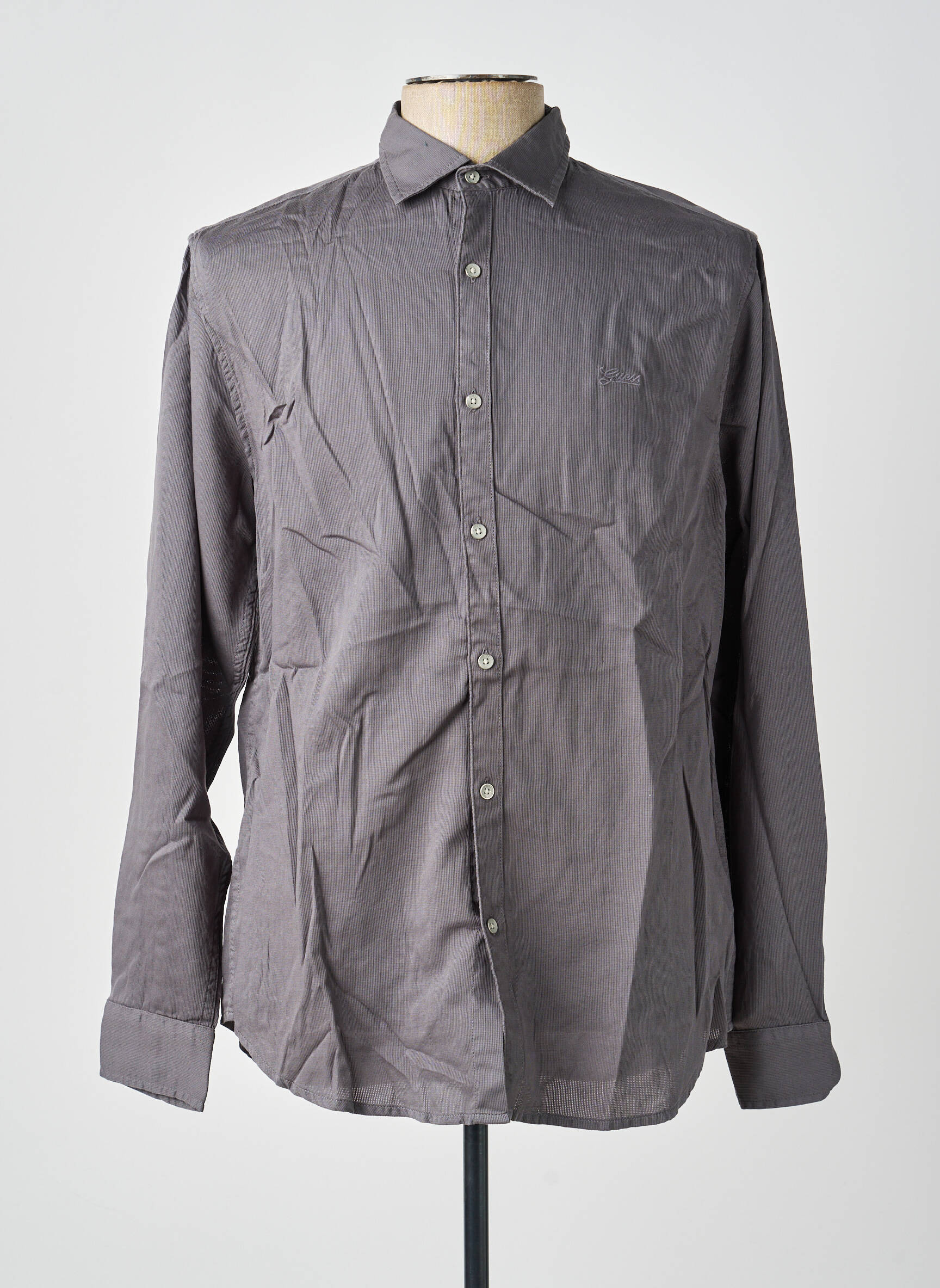 Chemise manches longues coupe cintrée gris GUESS homme