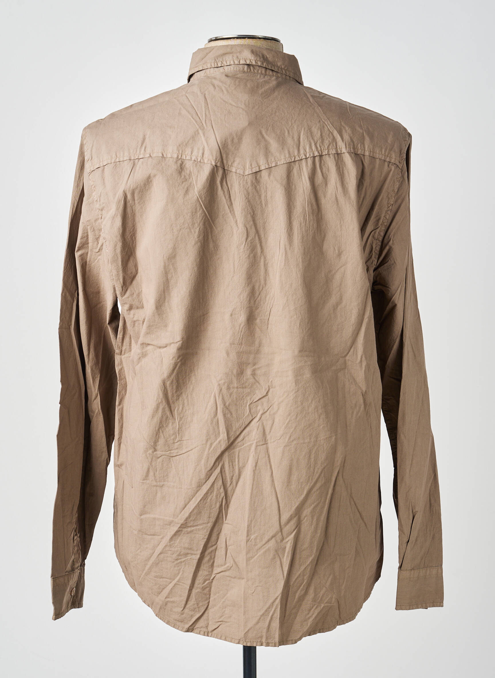 Chemise manches longues poches marron GUESS homme