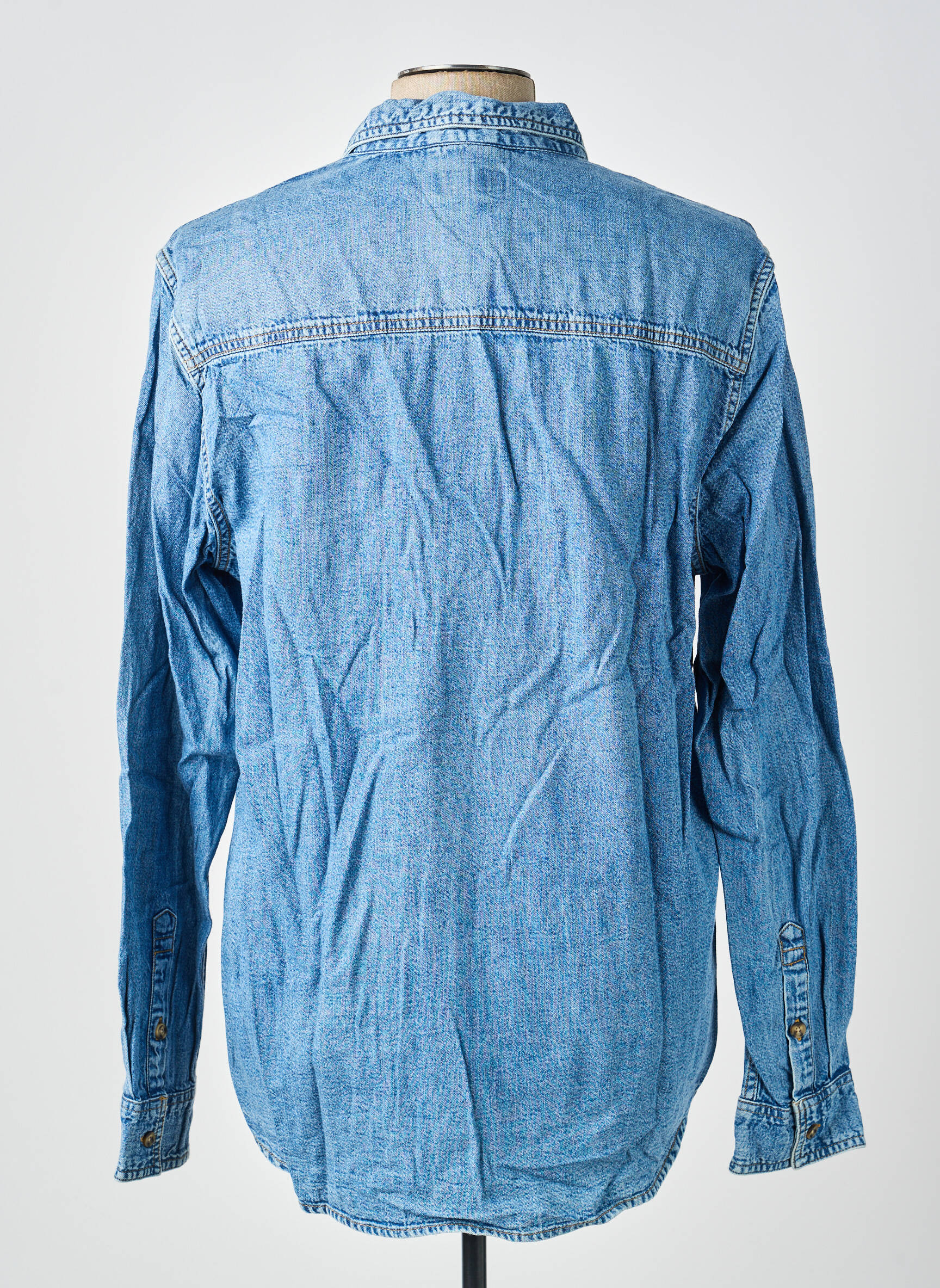 Chemise manches longues poches bleu GUESS homme