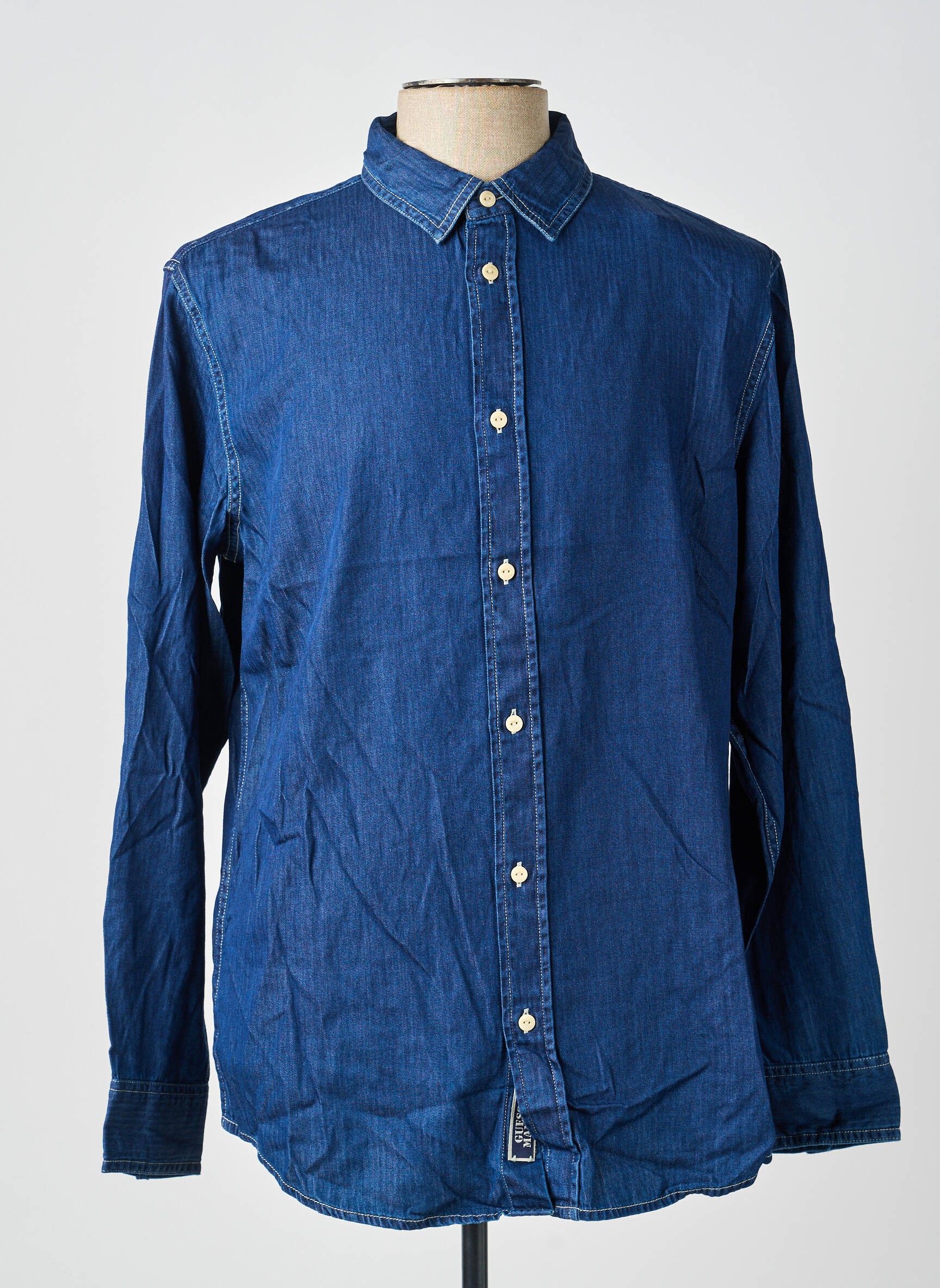 Chemise manches longues coupe cintrée bleu GUESS homme