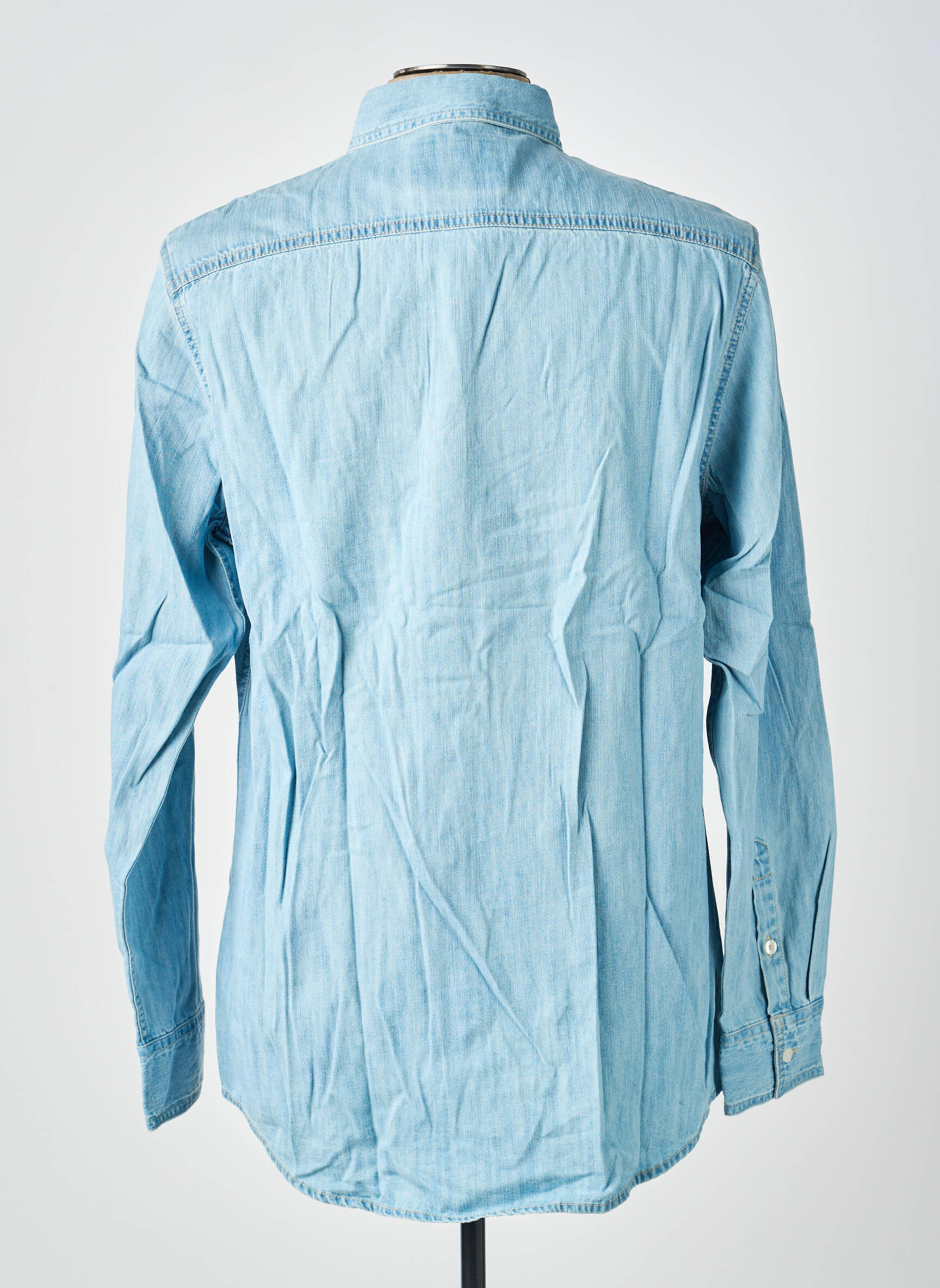 Chemise manches longues poches bleu GUESS homme