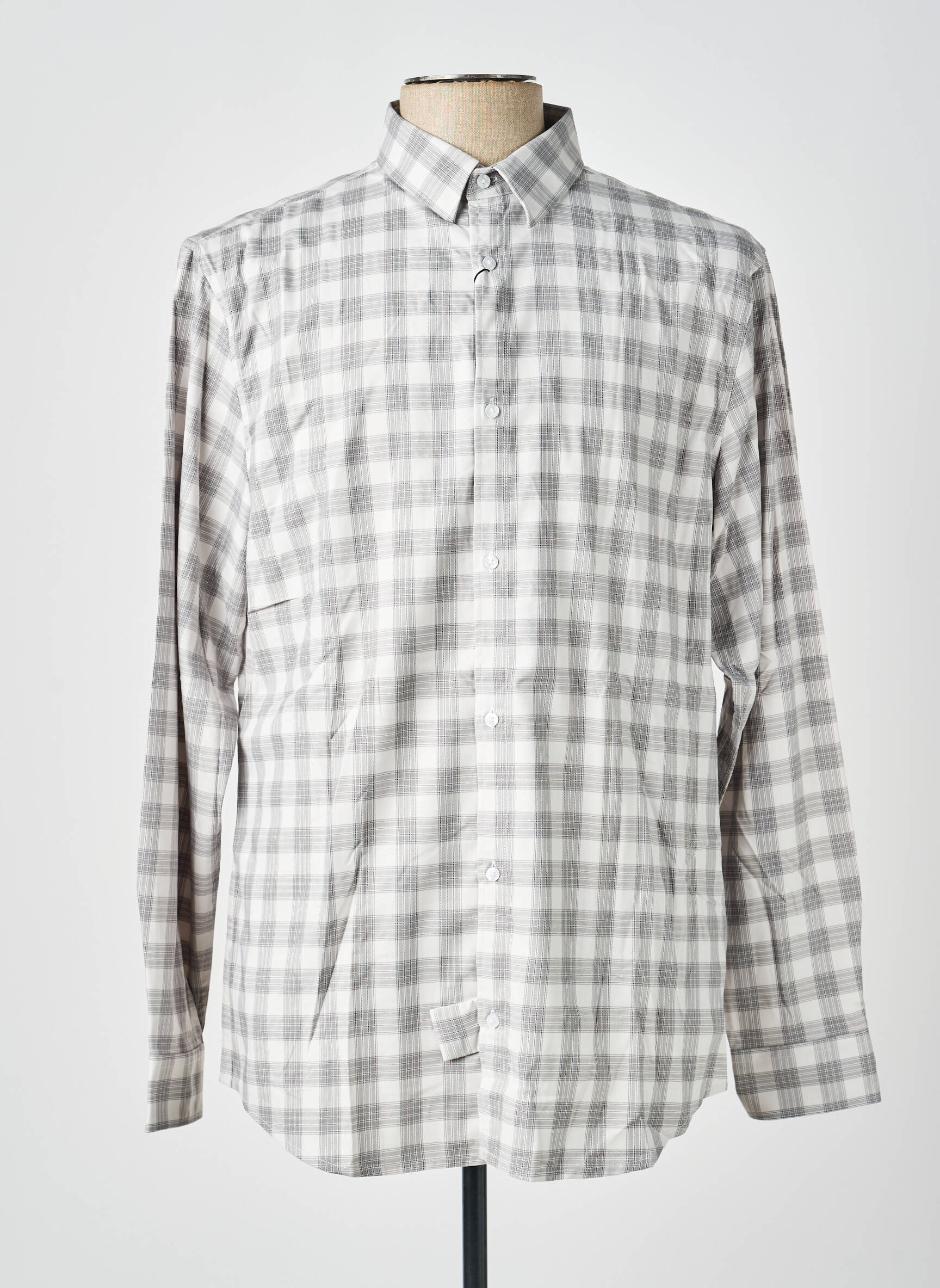 Chemise manches longues imprimé carreaux gris MARCIANO BY GUESS homme