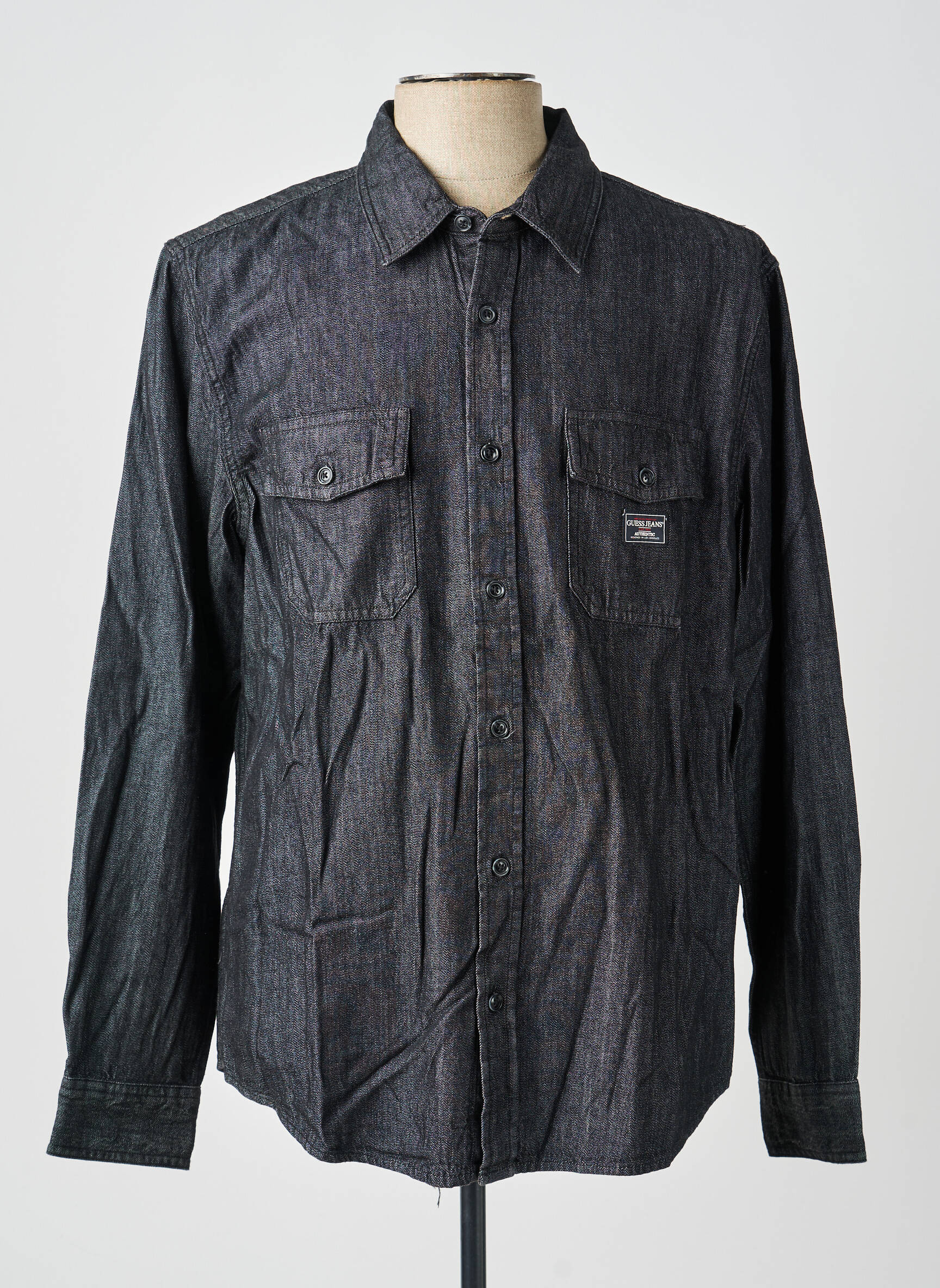 Chemise manches longues poches noir GUESS homme