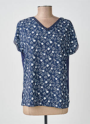 Top tissage crêpe manches courtes bleu DAMART femme