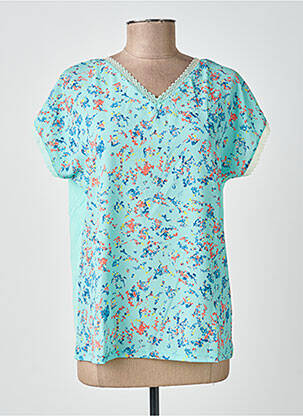 Top tissage crêpe manches courtes bleu DAMART femme
