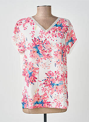 Top tissage crêpe manches courtes rose DAMART femme