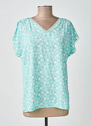 Top tissage crêpe manches courtes bleu DAMART femme
