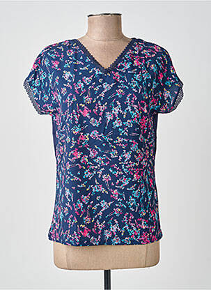 Top tissage crêpe manches courtes bleu DAMART femme