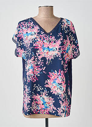 Top tissage crêpe manches courtes bleu DAMART femme