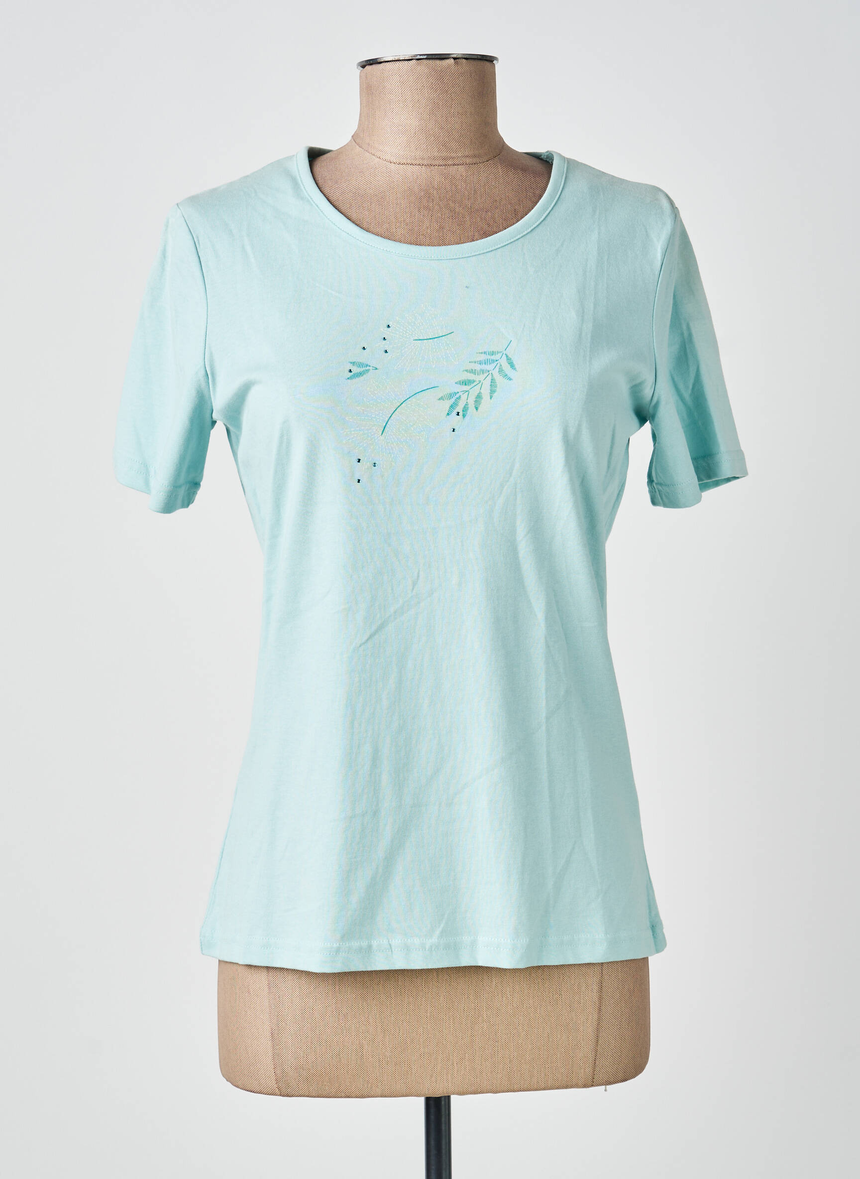 T-shirt sérigraphie avec strass manches courtes bleu DAMART femme