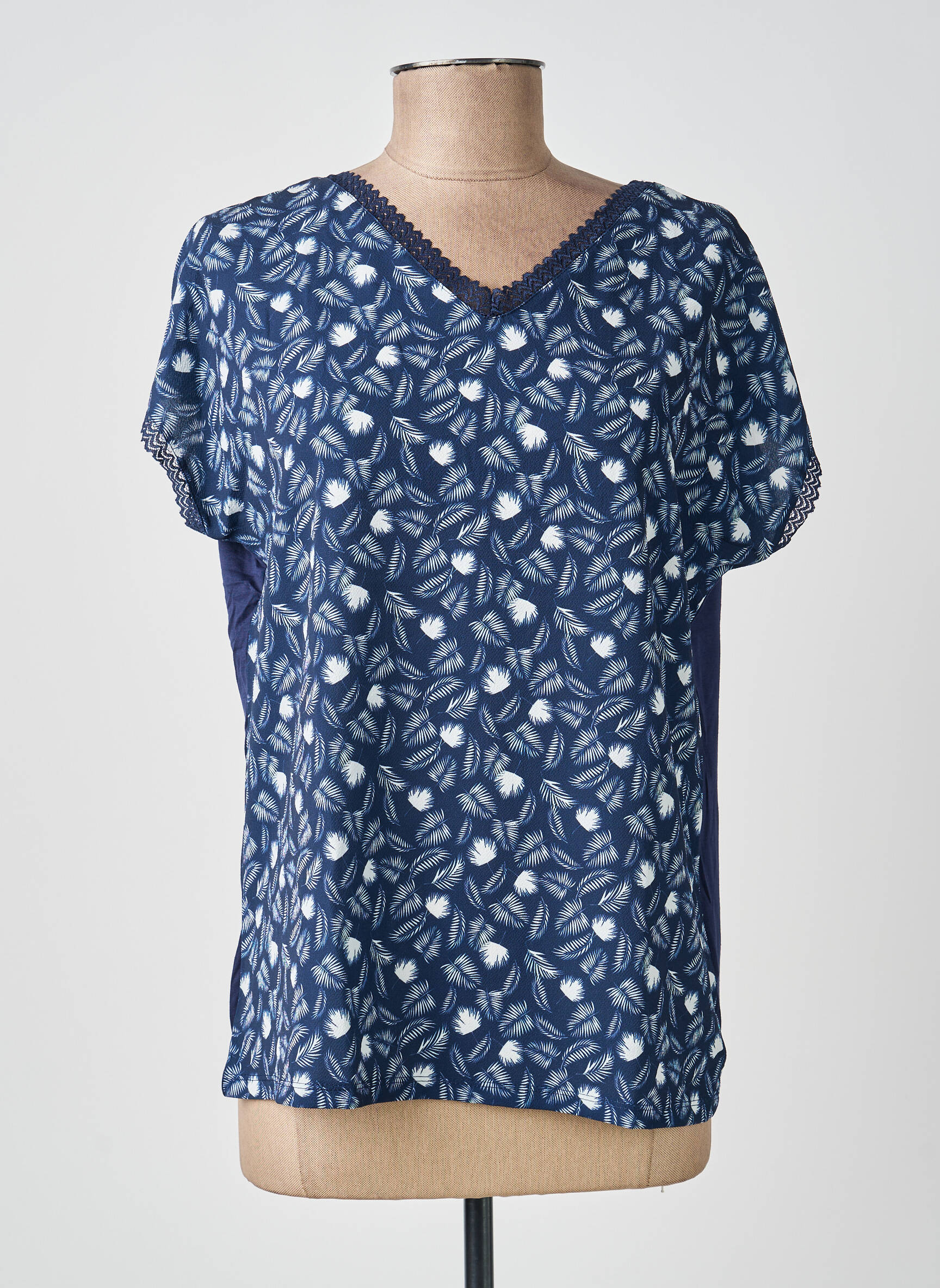 Top imprimé fantaisie manches courtes bleu DAMART femme