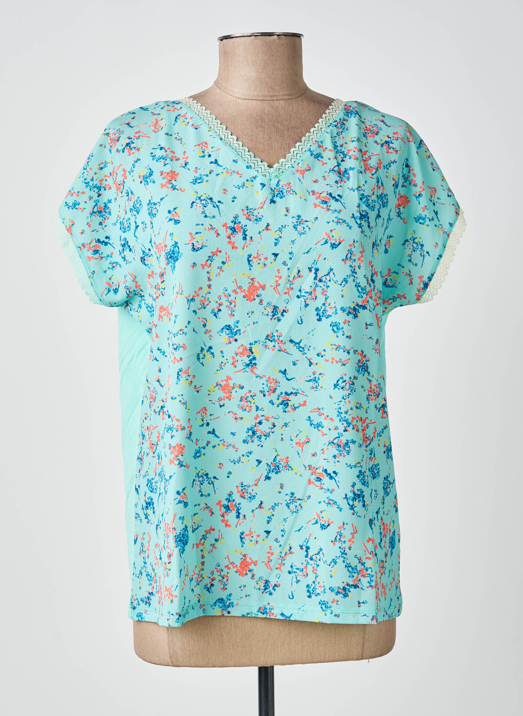 Top imprimé fantaisie manches courtes bleu DAMART femme