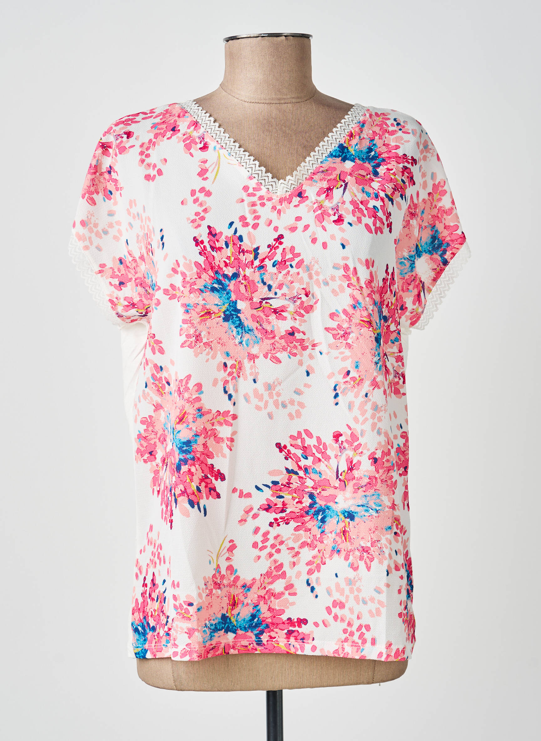 Top imprimé fantaisie manches courtes rose DAMART femme