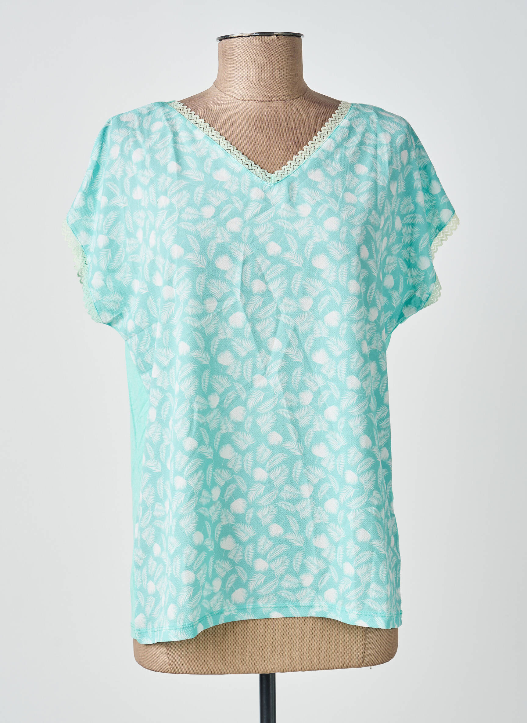 Top imprimé fantaisie manches courtes bleu DAMART femme
