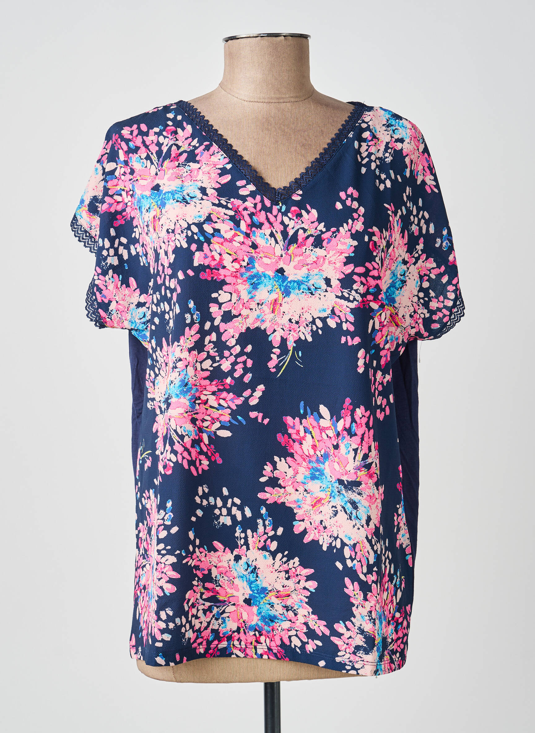Top coupe fluide manches courtes bleu DAMART femme