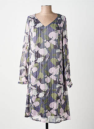 Robe mi-longue imprimé fantaisie manches longues violet DAMART femme
