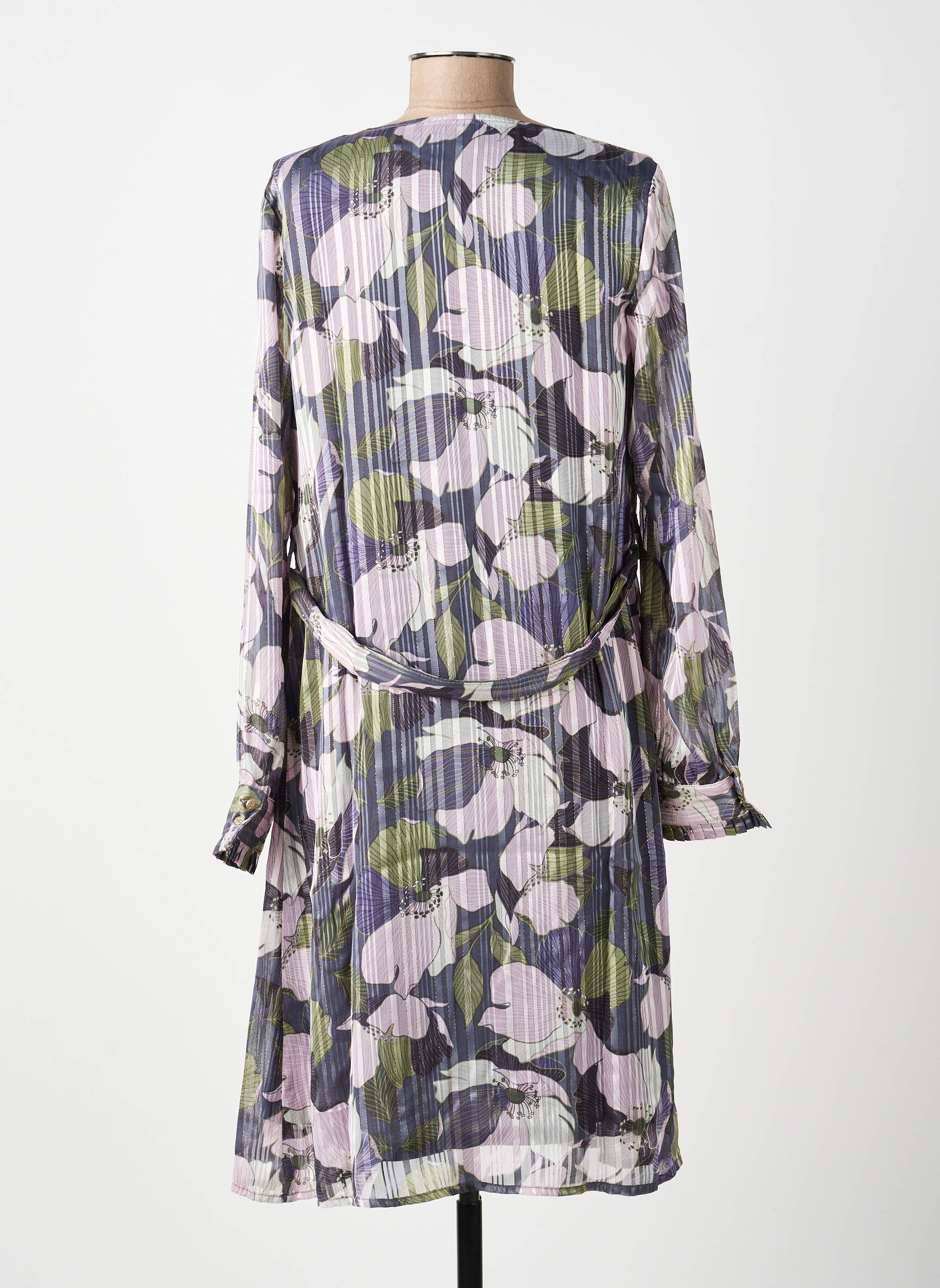 Robe mi-longue imprimé fantaisie manches longues violet DAMART femme