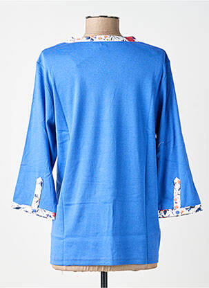 Top col v manches 3/4 bleu DAMART femme