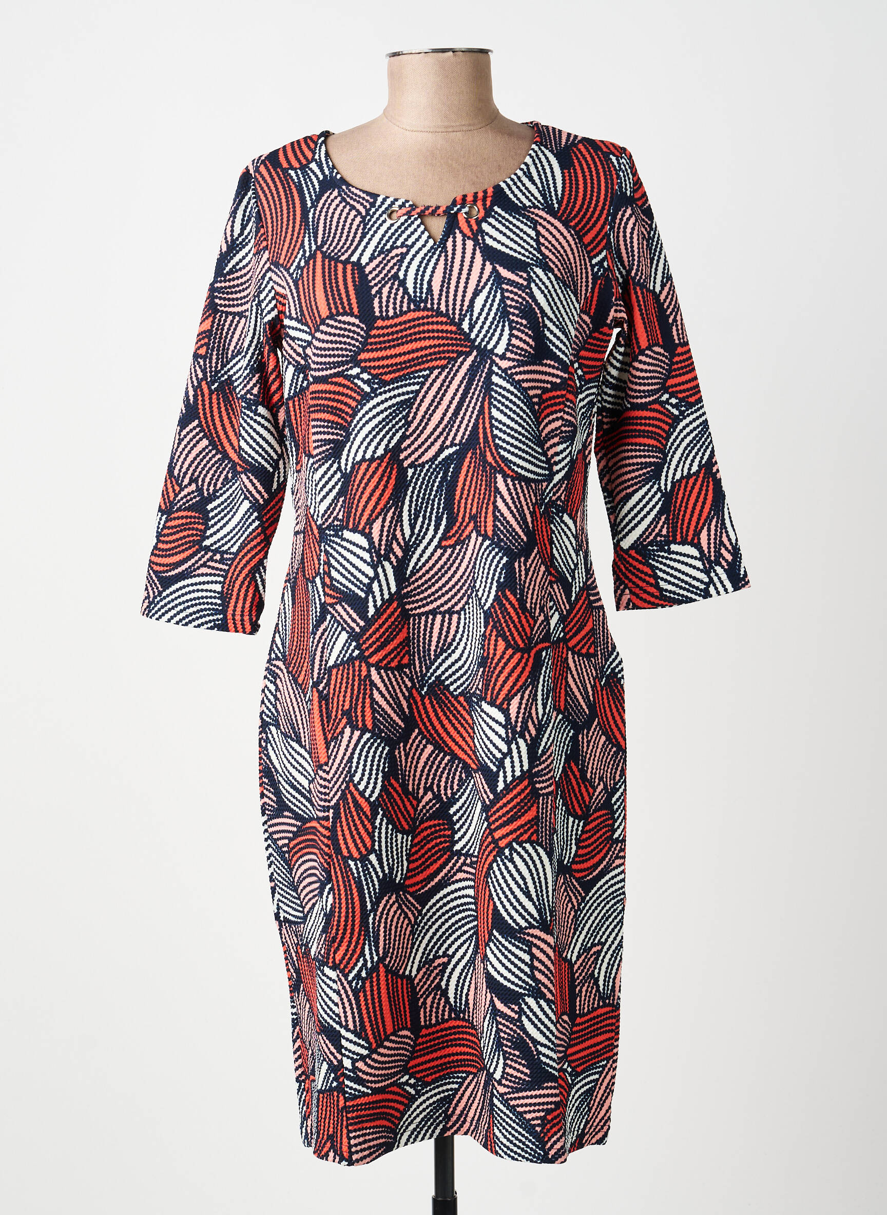 Robe mi-longue manches 3/4 manches 3/4 bleu DAMART femme