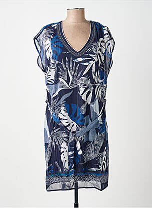 Robe mi-longue imprimé fantaisie manches courtes bleu BREAL femme