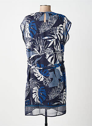 Robe mi-longue imprimé fantaisie manches courtes bleu BREAL femme
