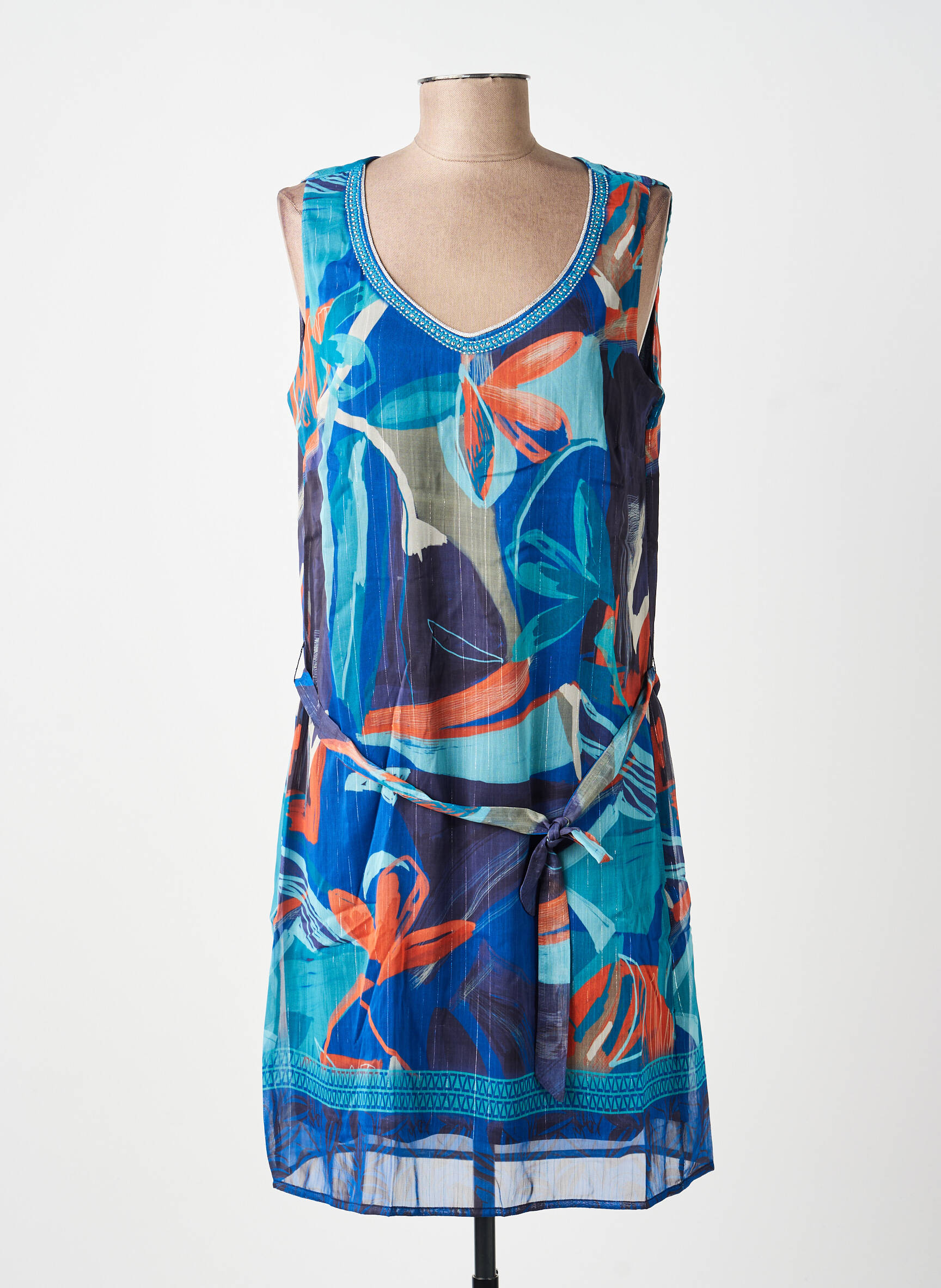 Robe mi-longue sans manche sans manche bleu BREAL femme