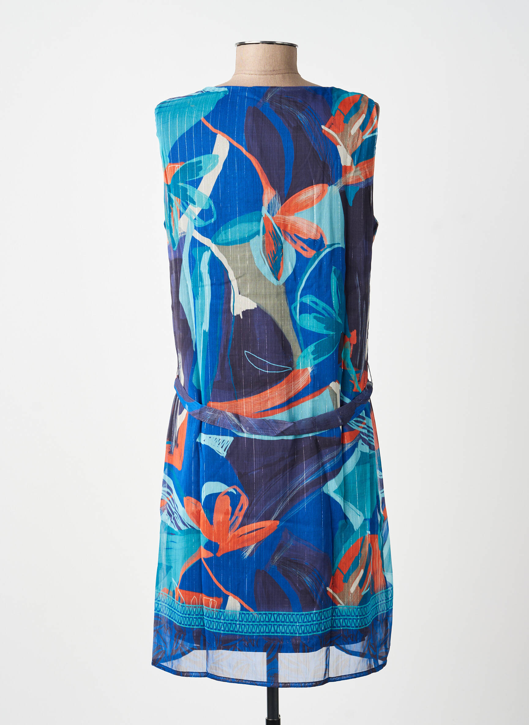 Robe mi-longue sans manche sans manche bleu BREAL femme