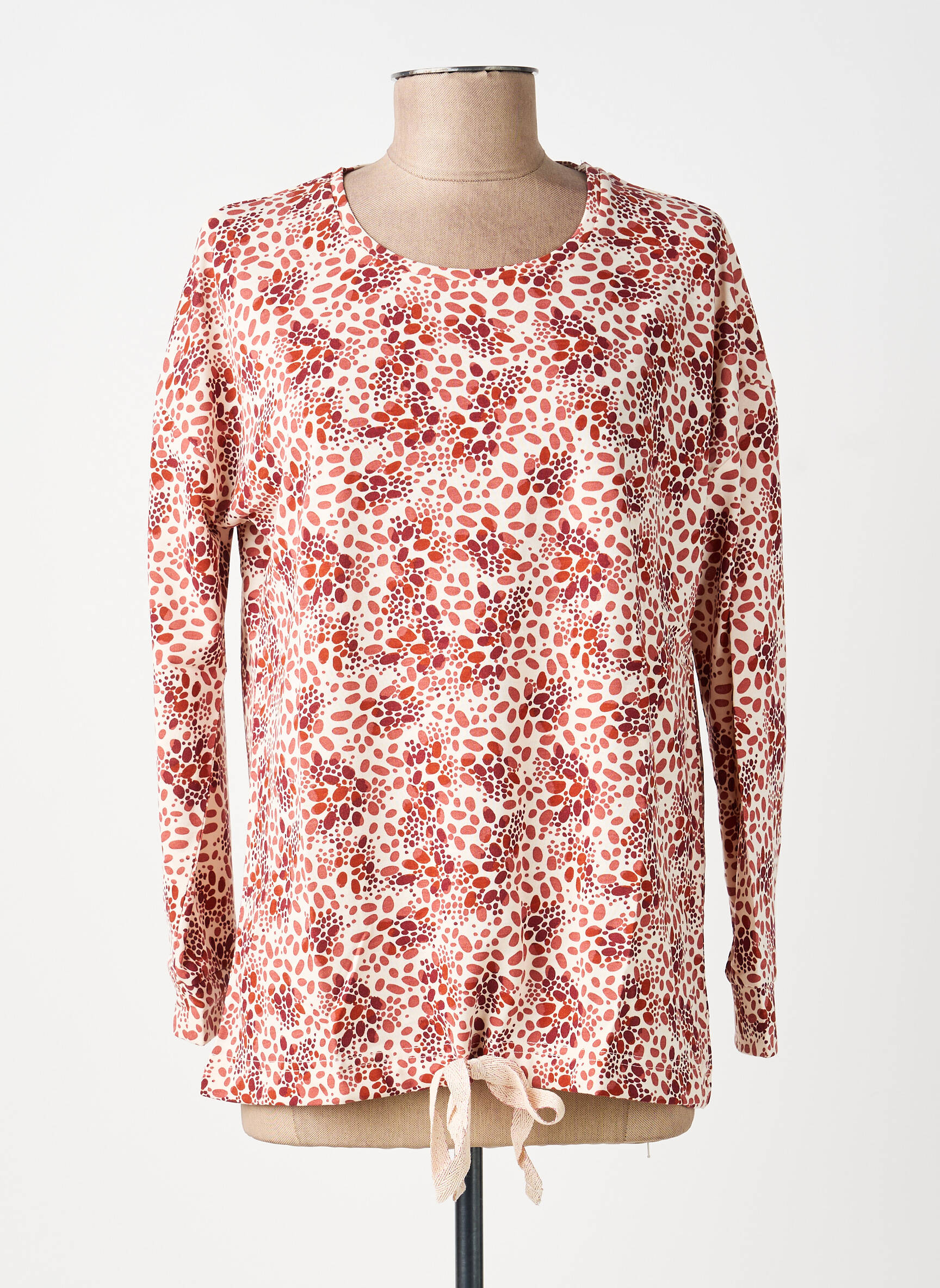 Blouse tissage popeline manches longues rouge DAMART femme